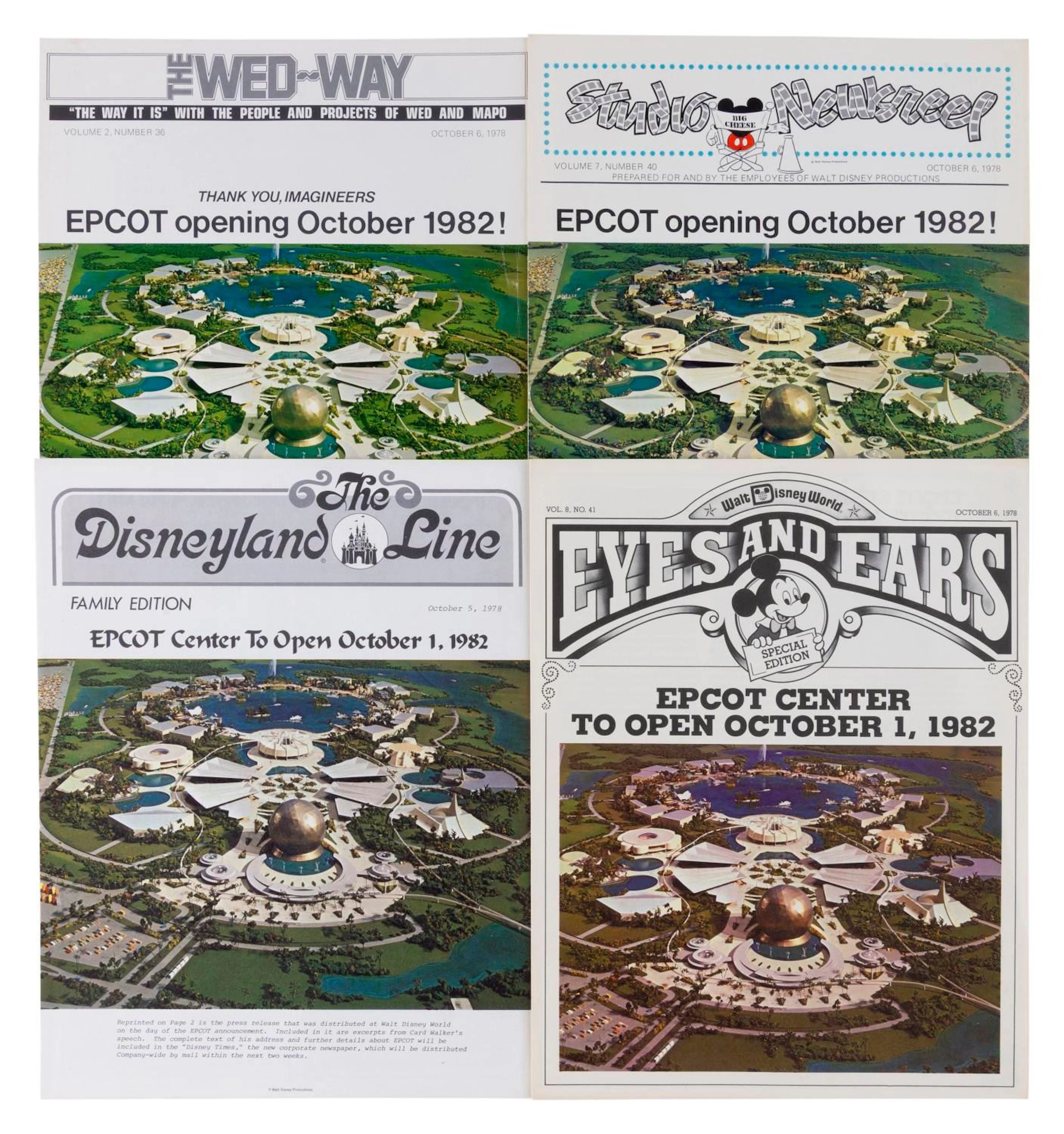 A Set of Disney Employee EPCOT Center Announcement Publications.
