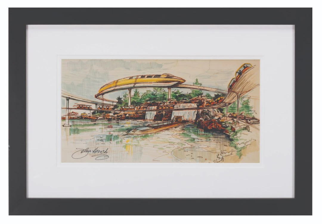 A John Hench Signed Tomorrowland Concept Print.