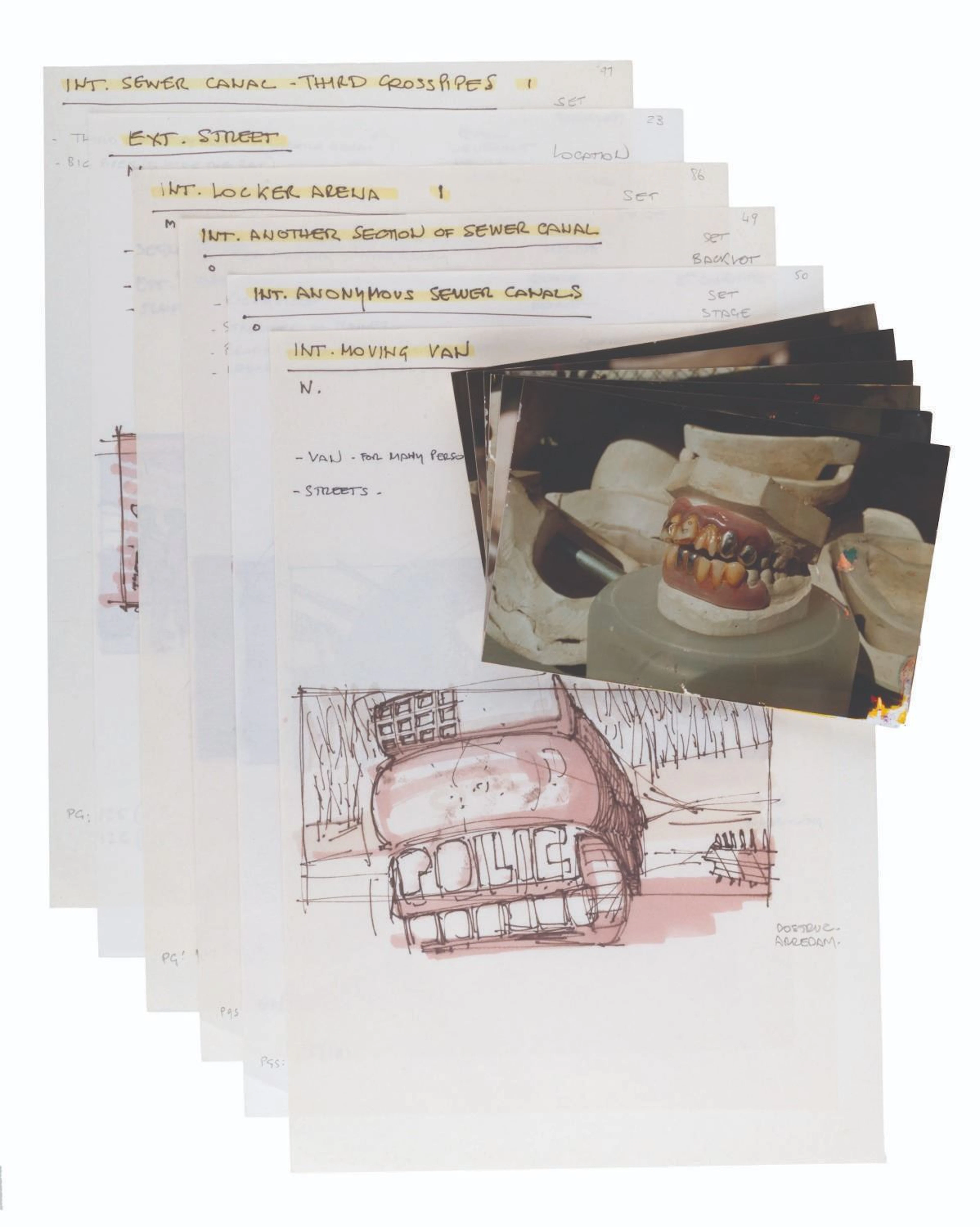 A Collection of "Total Recall" Storyboards and Prop Photos.