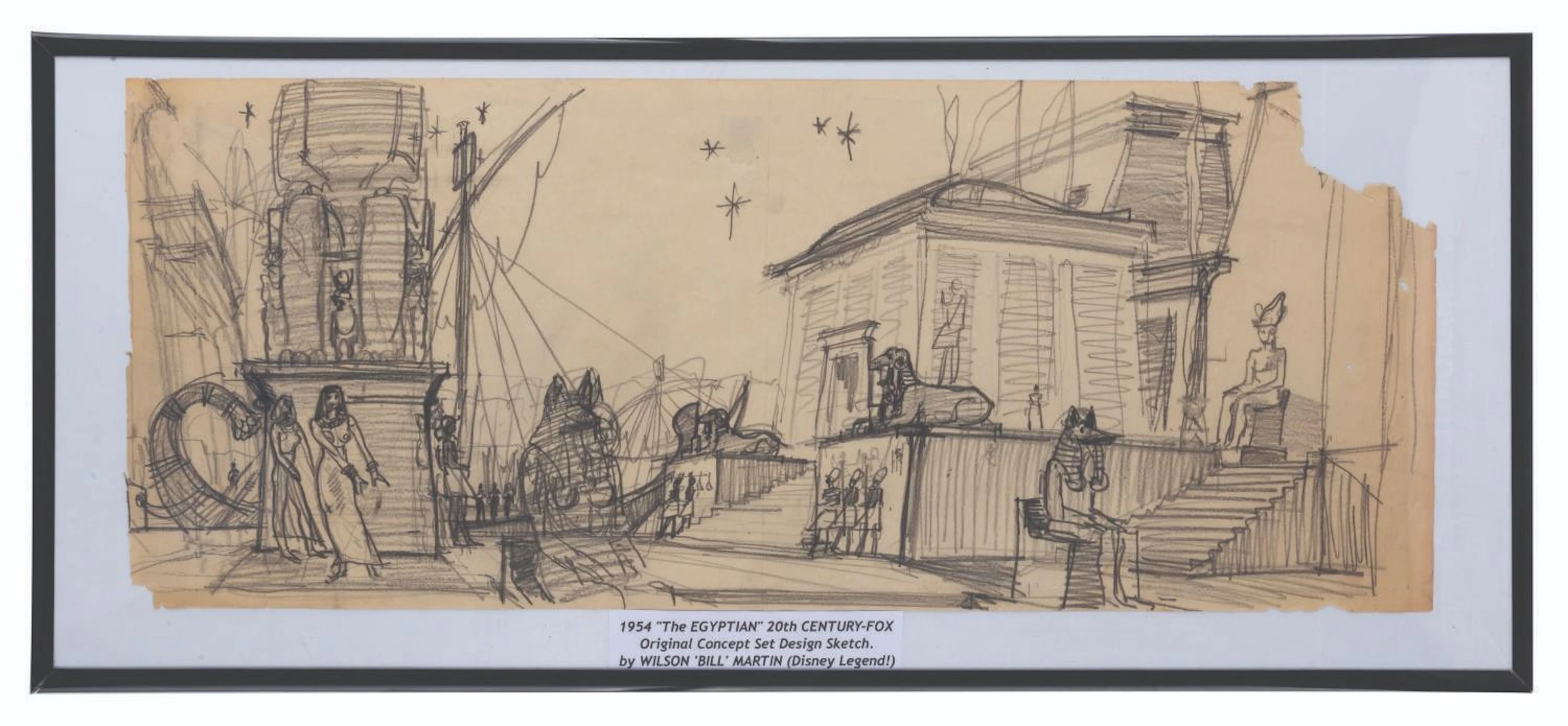 A Bill Martin "The Egyptian" Concept Set Design Sketch.
