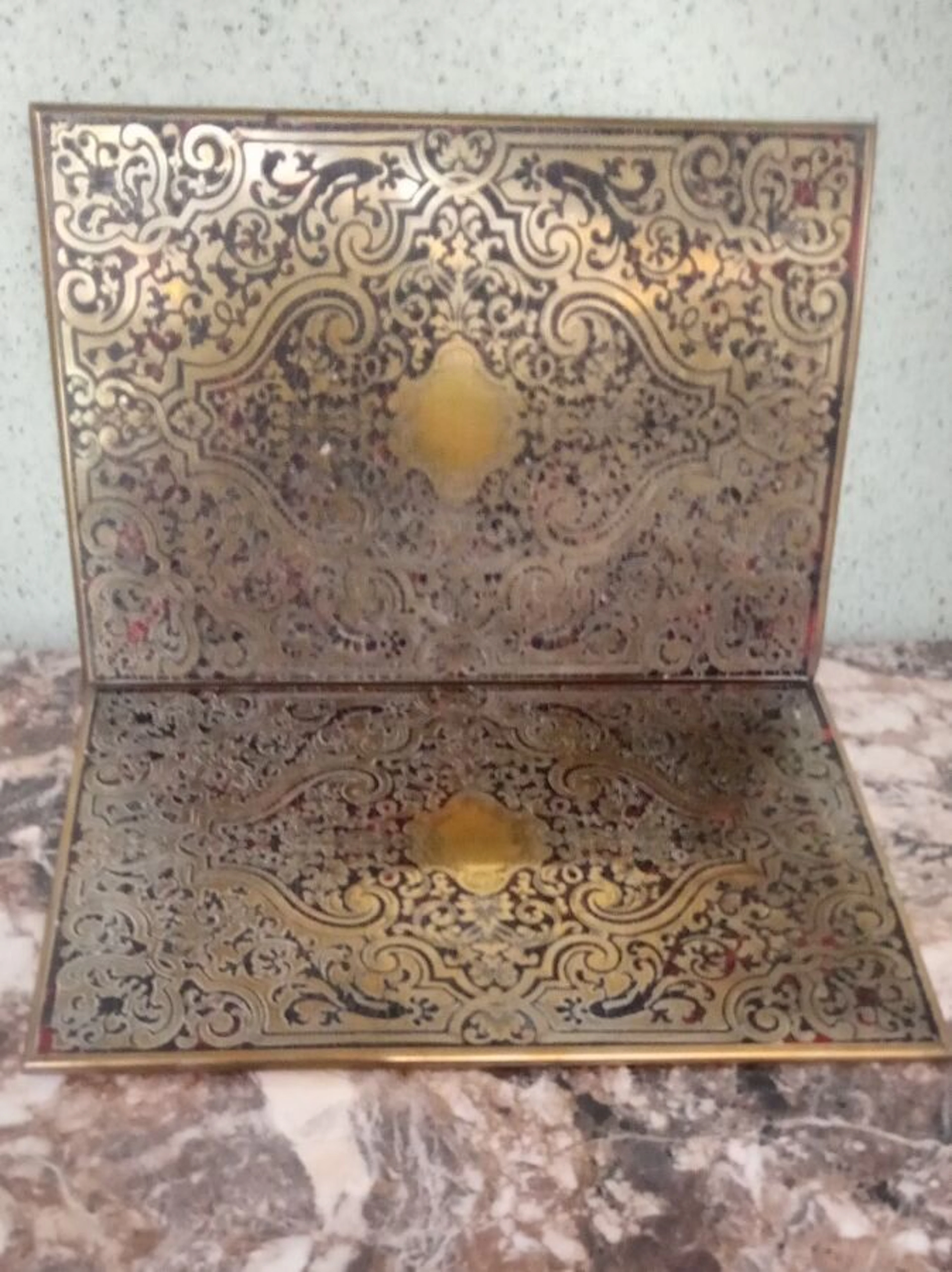 2 book covers in Boulle marquetry and brass inlays. Napoleon - Lot 87