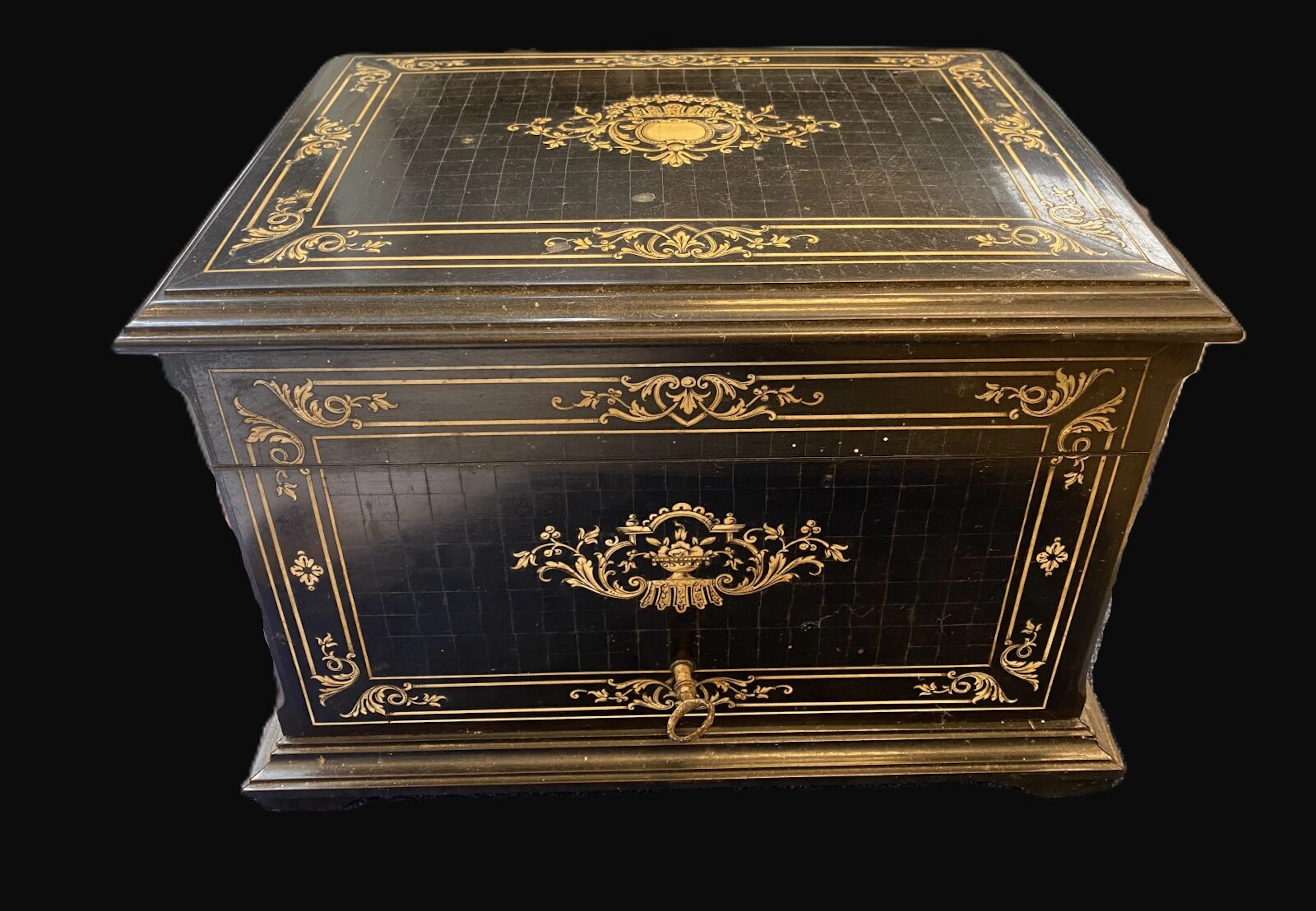 Cigar box in wood and bone marquetry stylizing acanthus leav - Lot 111