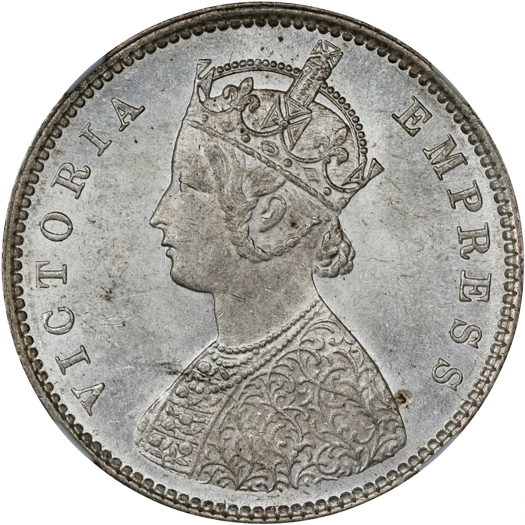 INDIA. 1/2 Rupee, 1899-B. Bombay Mint. Victoria. NGC MS-63.