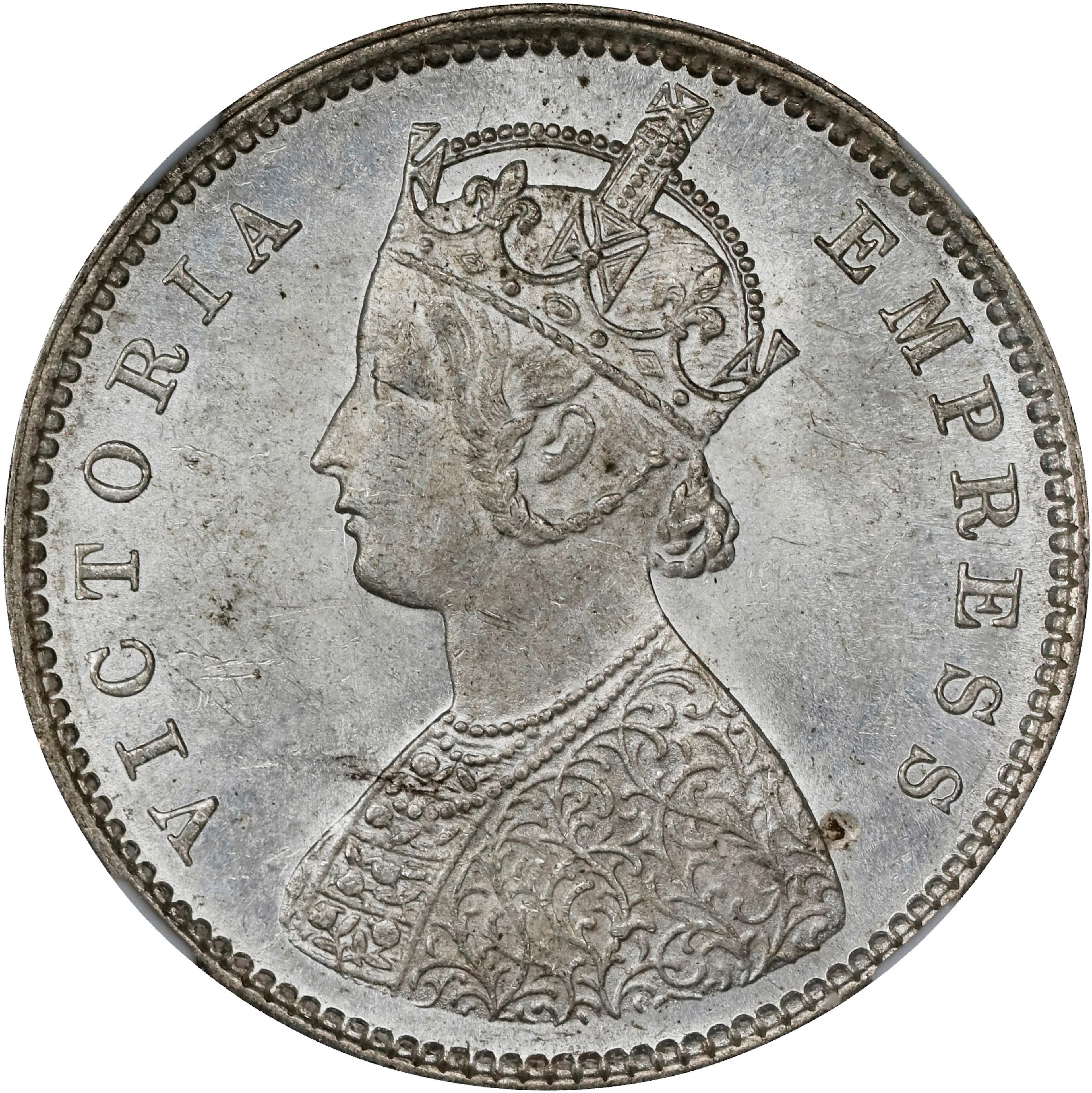 INDIA. 1/2 Rupee, 1899-B. Bombay Mint. Victoria. NGC MS-63.