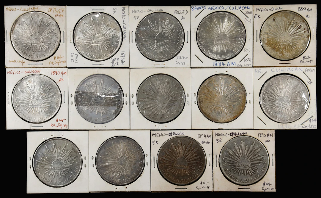 MEXICO. Group of 8 Reales (14 Pieces), 1876-95. Culiacan Mint. Grade