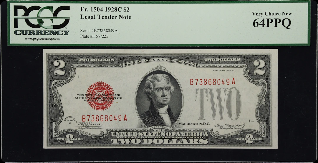 Fr. 1504. 1928C $2 Legal Tender Note. PCGS Currency Very Choice New 64 PPQ.