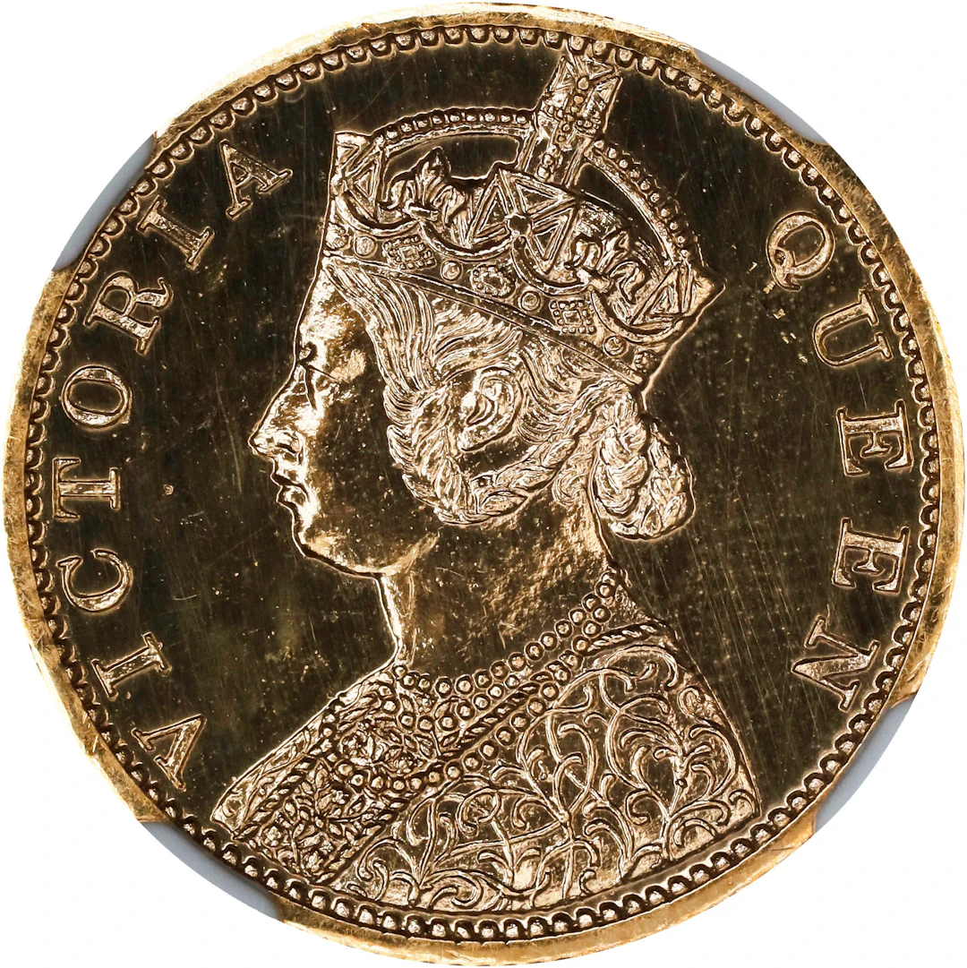 INDIA. 10 Rupees Restrike, 1870-(C). Calcutta Mint. Victoria. NGC PROOF-65.