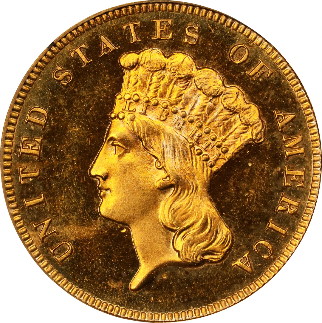 1886 Three-Dollar Gold Piece. JD-1. Rarity-4. Proof-64 (PCGS). OGH.