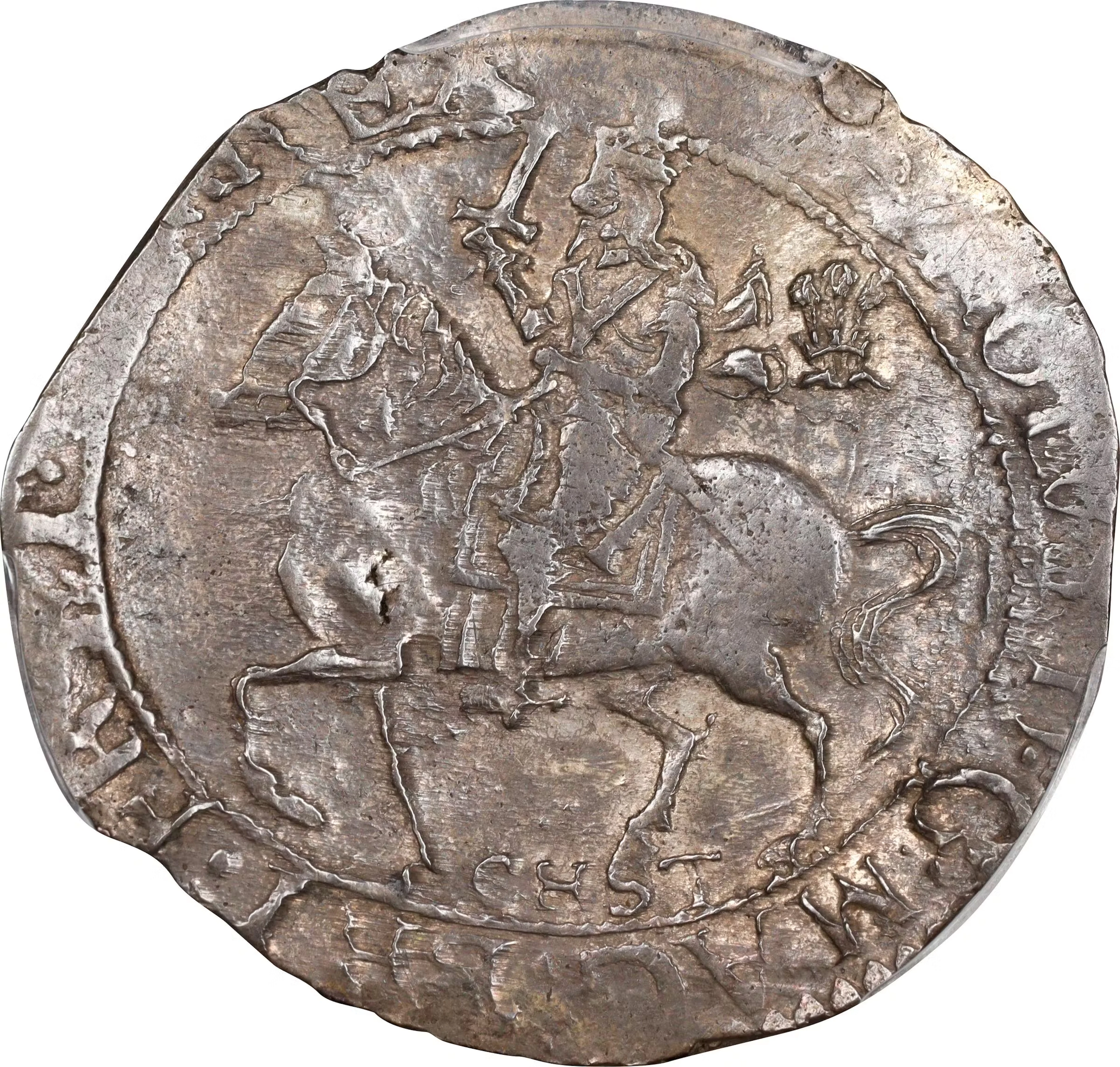 GREAT BRITAIN. 1/2 Crown, ND (1644) CHST. Chester Mint; mm: Three