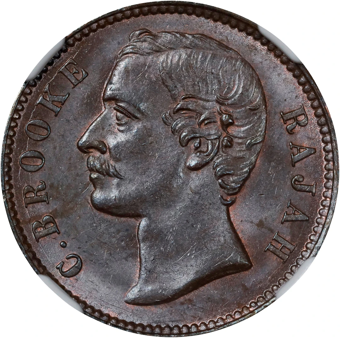 SARAWAK. 1/2 Cent, 1870. Birmingham (Heaton) Mint. Charles J. Brooke.