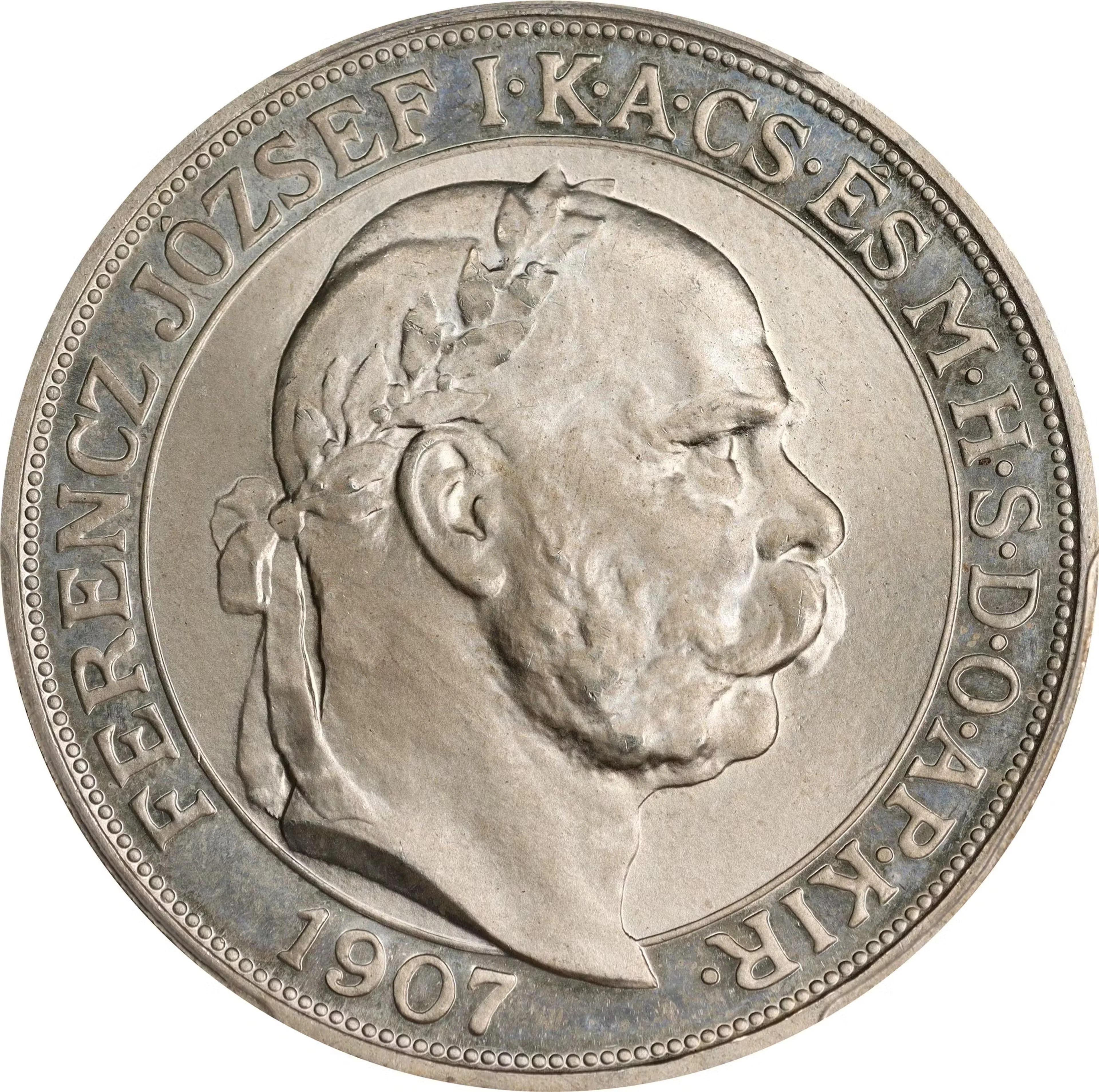 HUNGARY. 5 Korona Restrike, "1907"-KB. Kremnica Mint. Franz Josef.