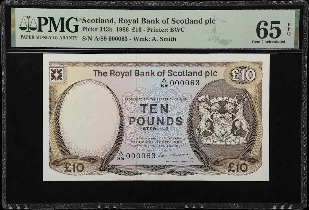 (◊) SCOTLAND. Royal Bank of Scotland plc. 10 Pounds, 17.12.1986. P-343b.