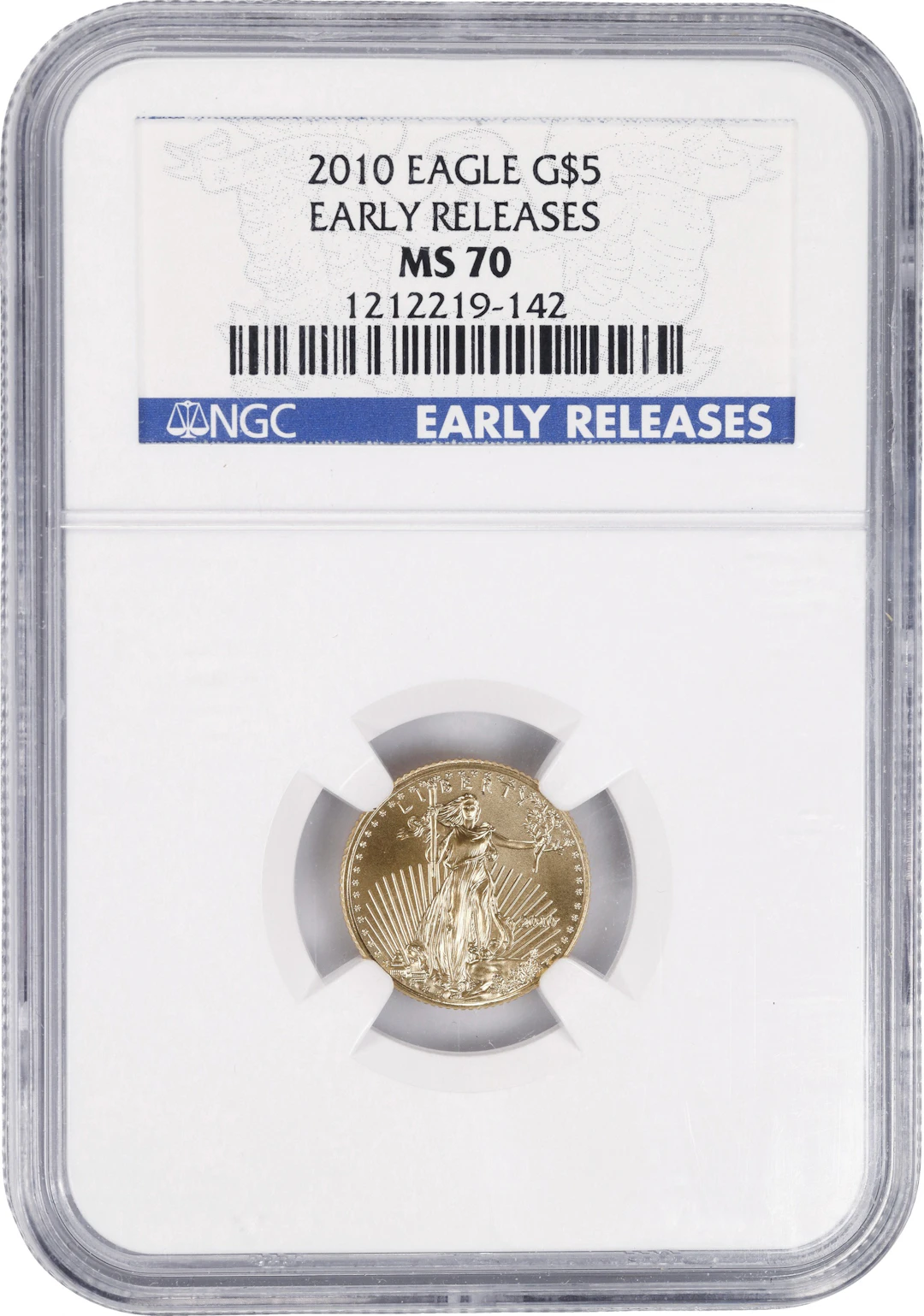 (0.1 oz, 3.11 g AGW). 2010 American Gold Eagle $5. MS-70 (NGC).