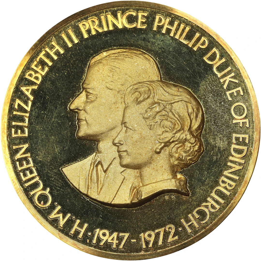 (2.61 oz, 81.181 g AGW). Great Britain. 1972 Wedding Anniversary Queen