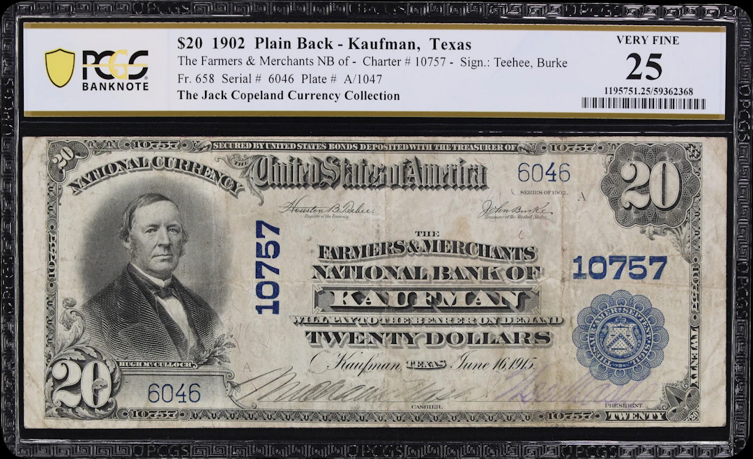 Kaufman, Texas. $20 1902 Plain Back. Fr. 658. Farmers & Merchants