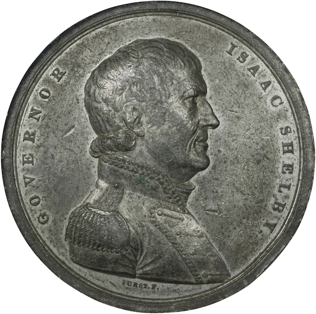 "1818" Governor Isaac Shelby, Battle of the Thames Medal. Original.