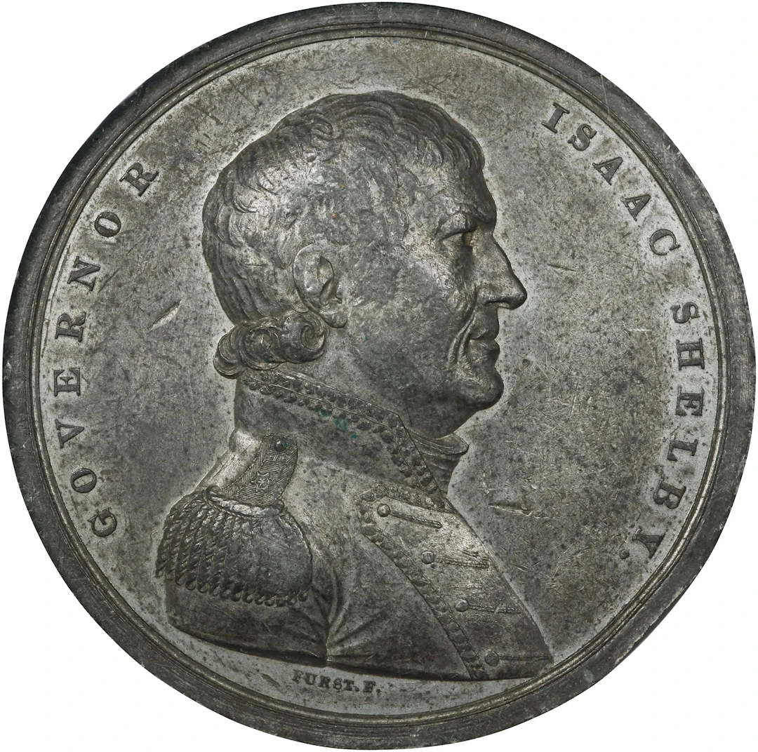"1818" Governor Isaac Shelby, Battle of the Thames Medal. Original.
