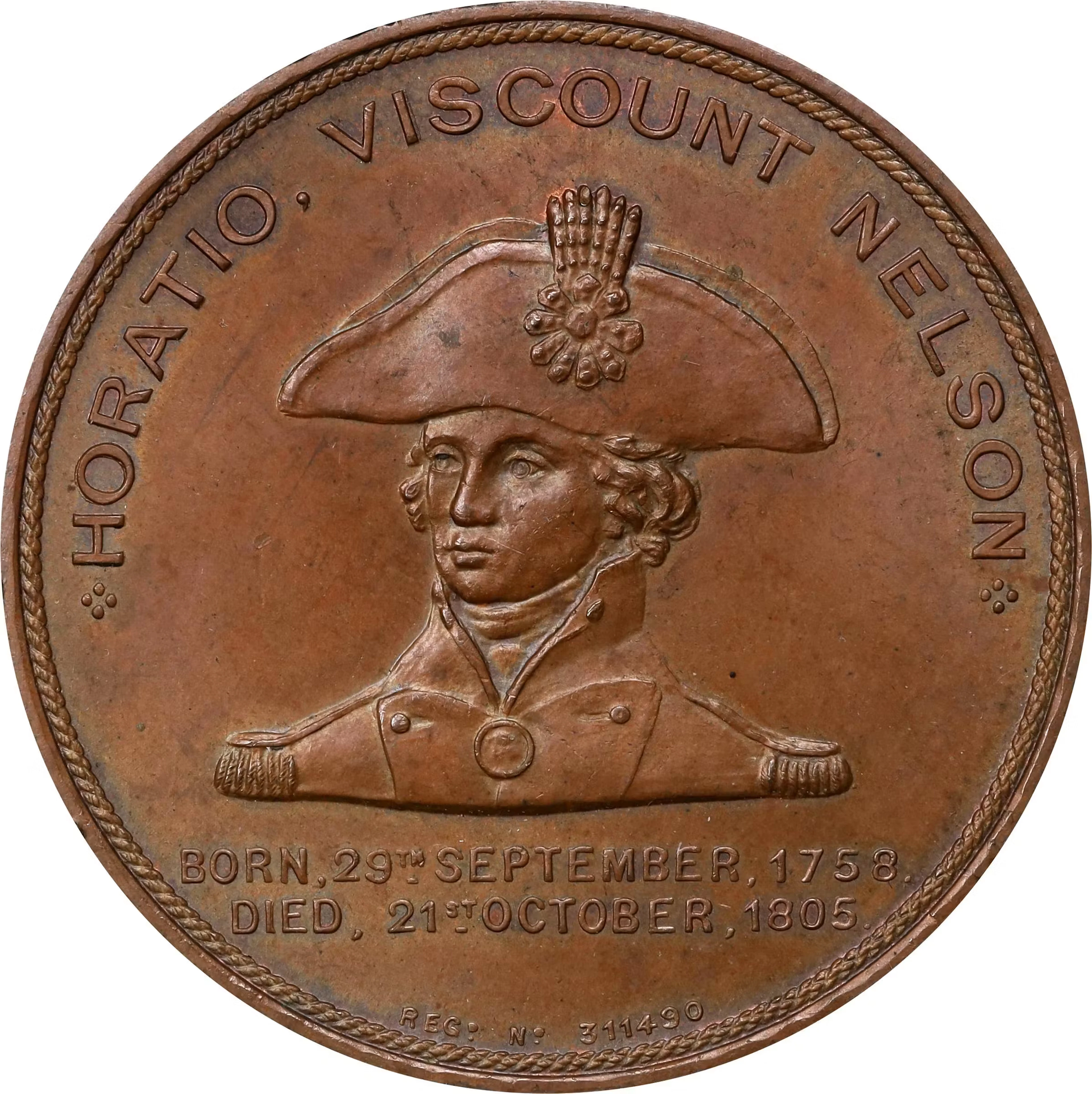GREAT BRITAIN. Horatio Nelson/Wreck of the "Foudroyant" Copper Medal