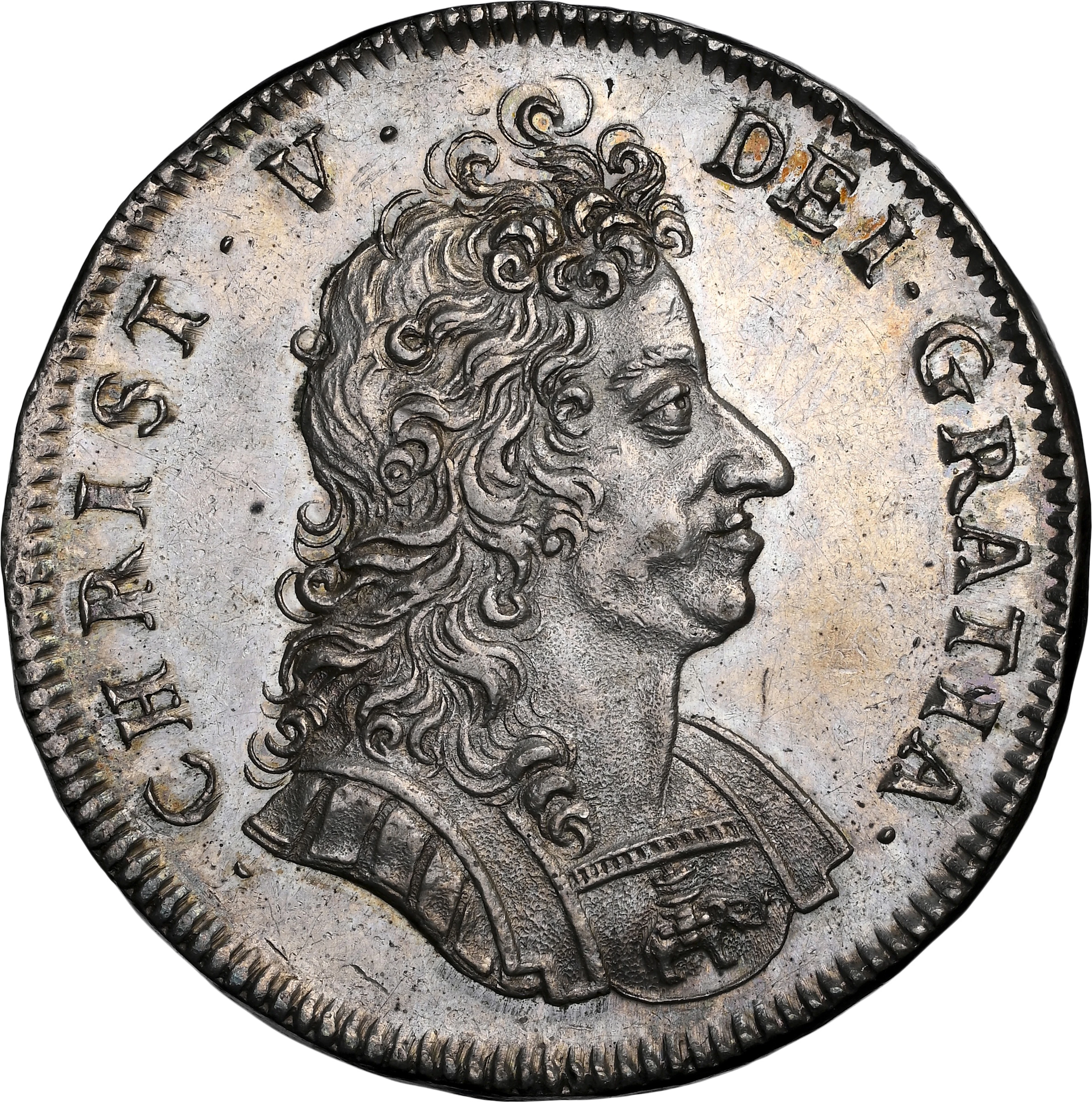 DENMARK. 2 Krone, 1693. Copenhagen Mint. Christian V. NGC MS-61.