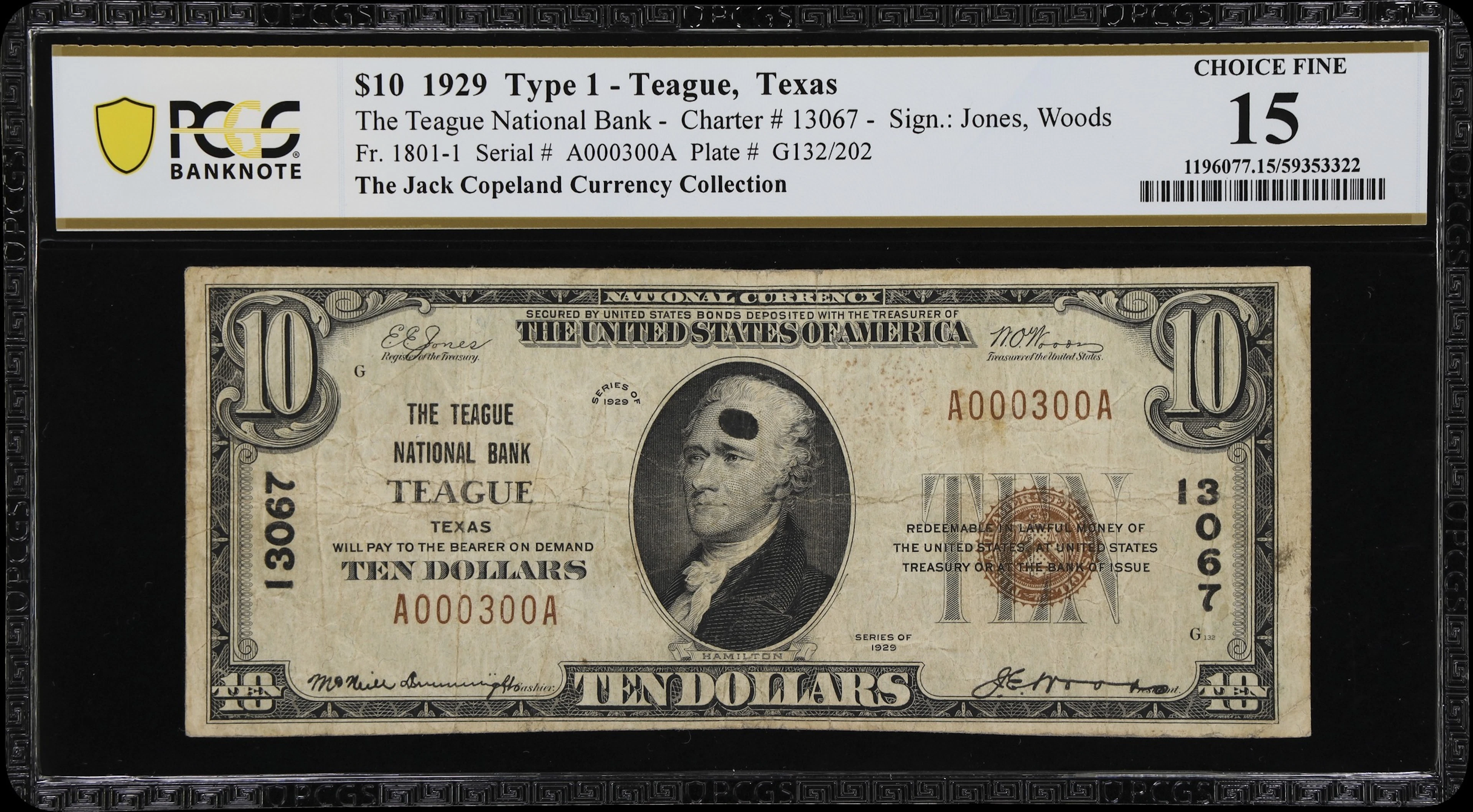 Teague, Texas. $10 1929 Ty. 1. Fr. 1801-1. Teague NB. Charter #13067.
