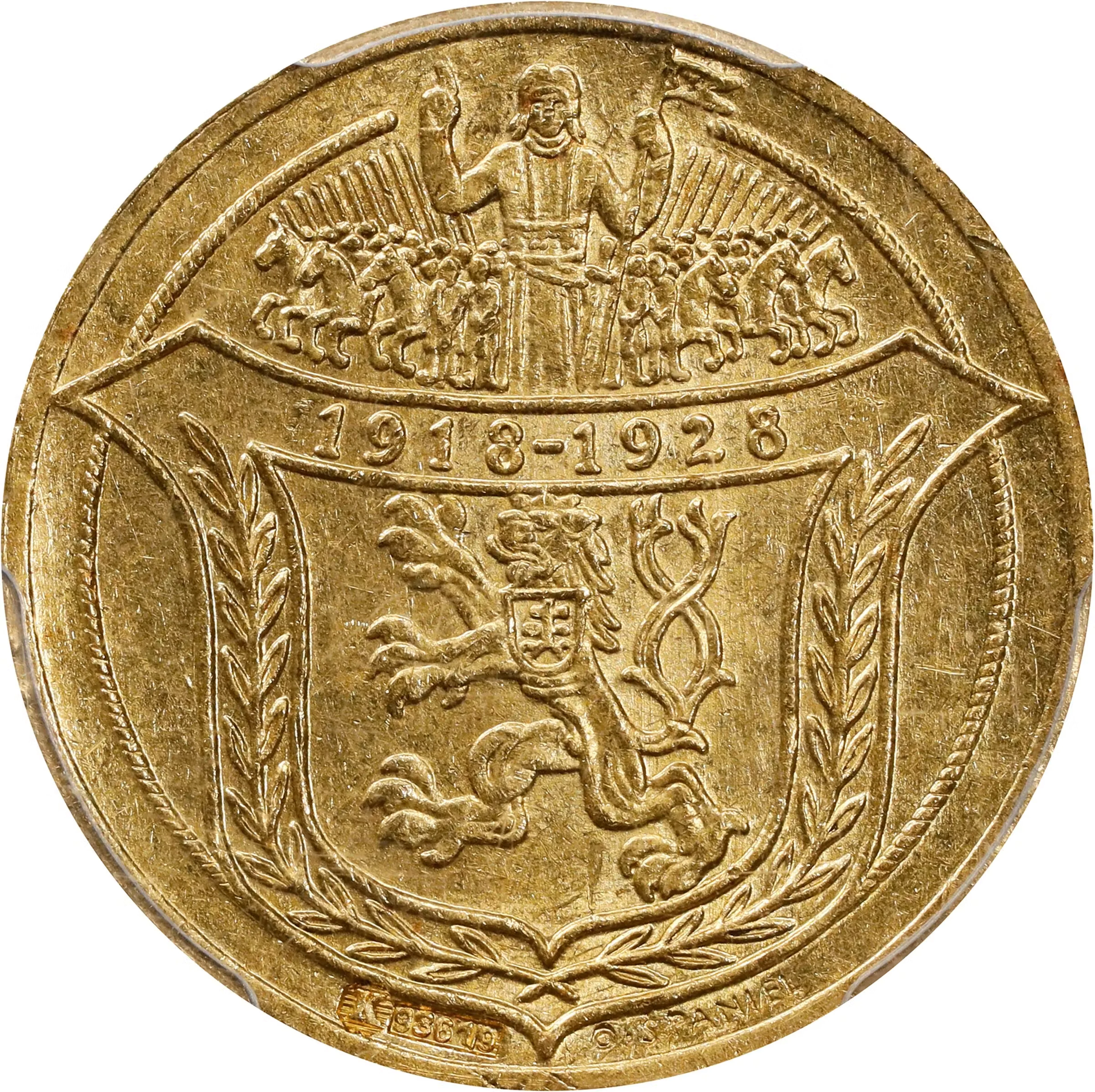 CZECHOSLOVAKIA. Gold Medallic 2 Ducats, 1928. Kremnica Mint. PCGS MS-62.