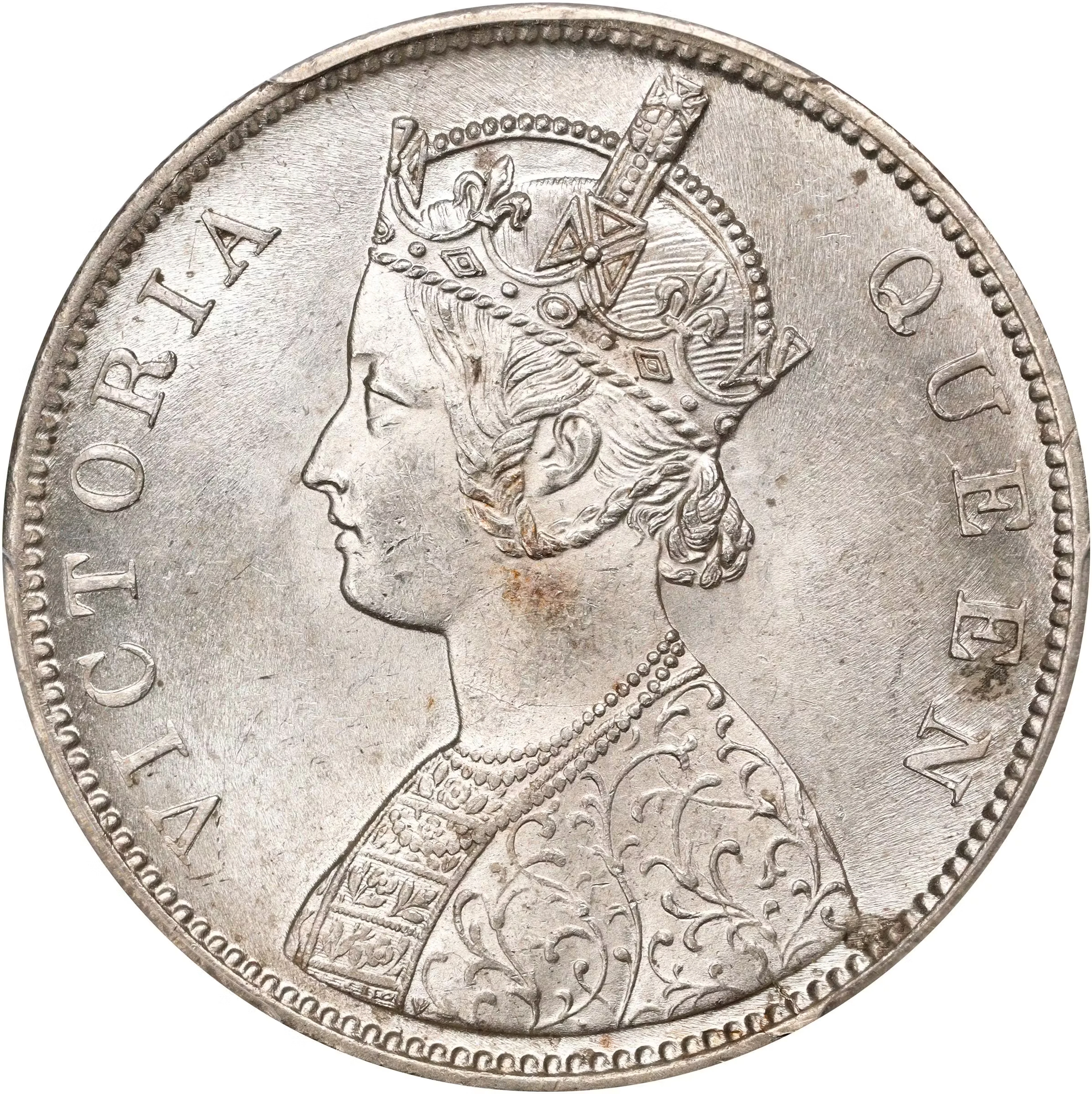 INDIA. Rupee, 1862-(C). Calcutta Mint. Victoria. PCGS MS-63.