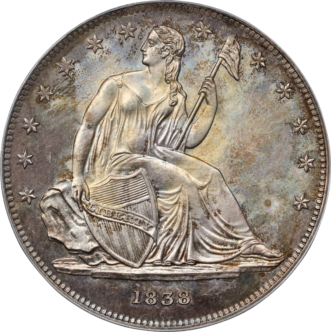 1838 Gobrecht Silver Dollar. Name Removed. Cabinet Coin Restrike.