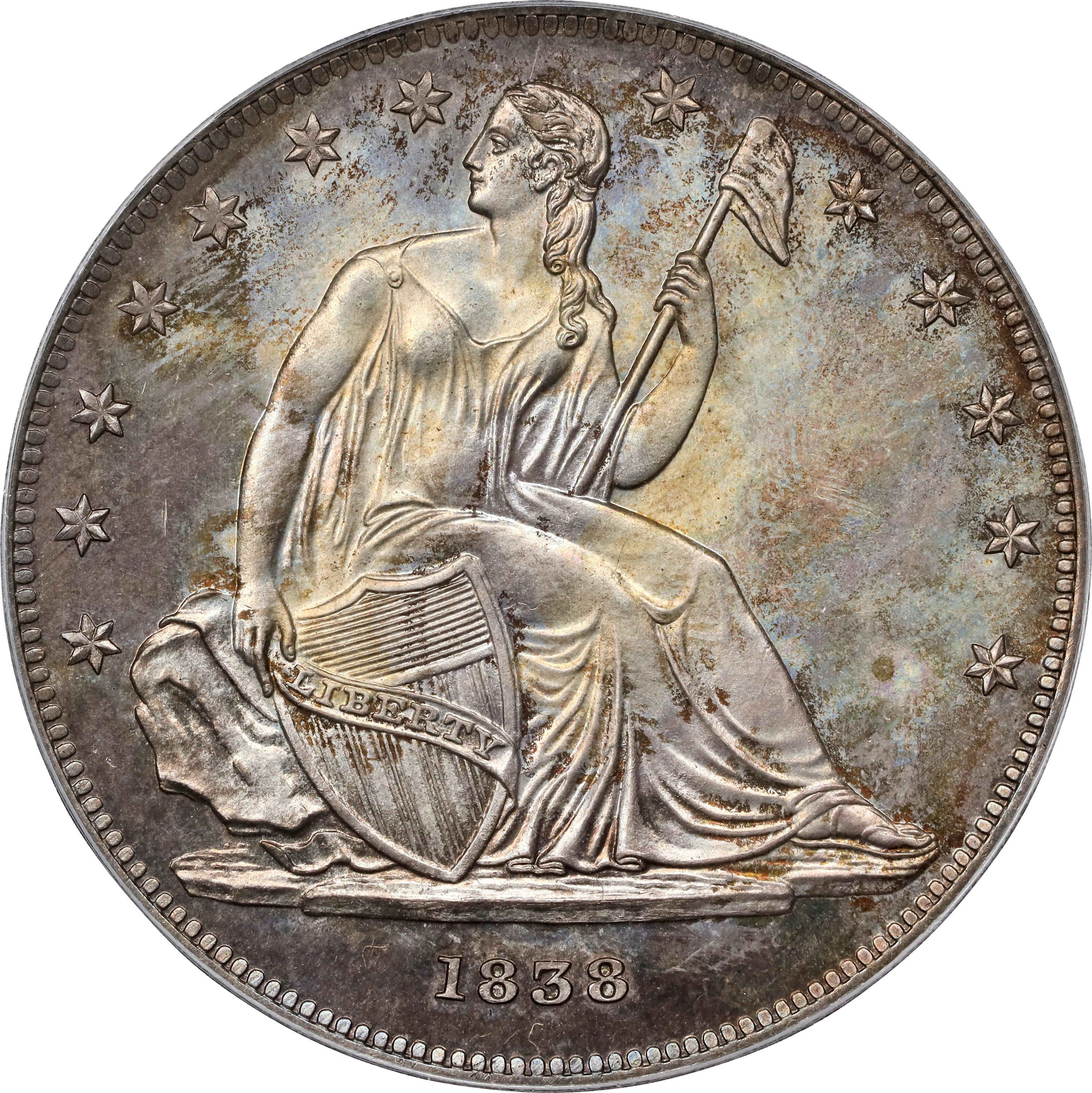 1838 Gobrecht Silver Dollar. Name Removed. Cabinet Coin Restrike.