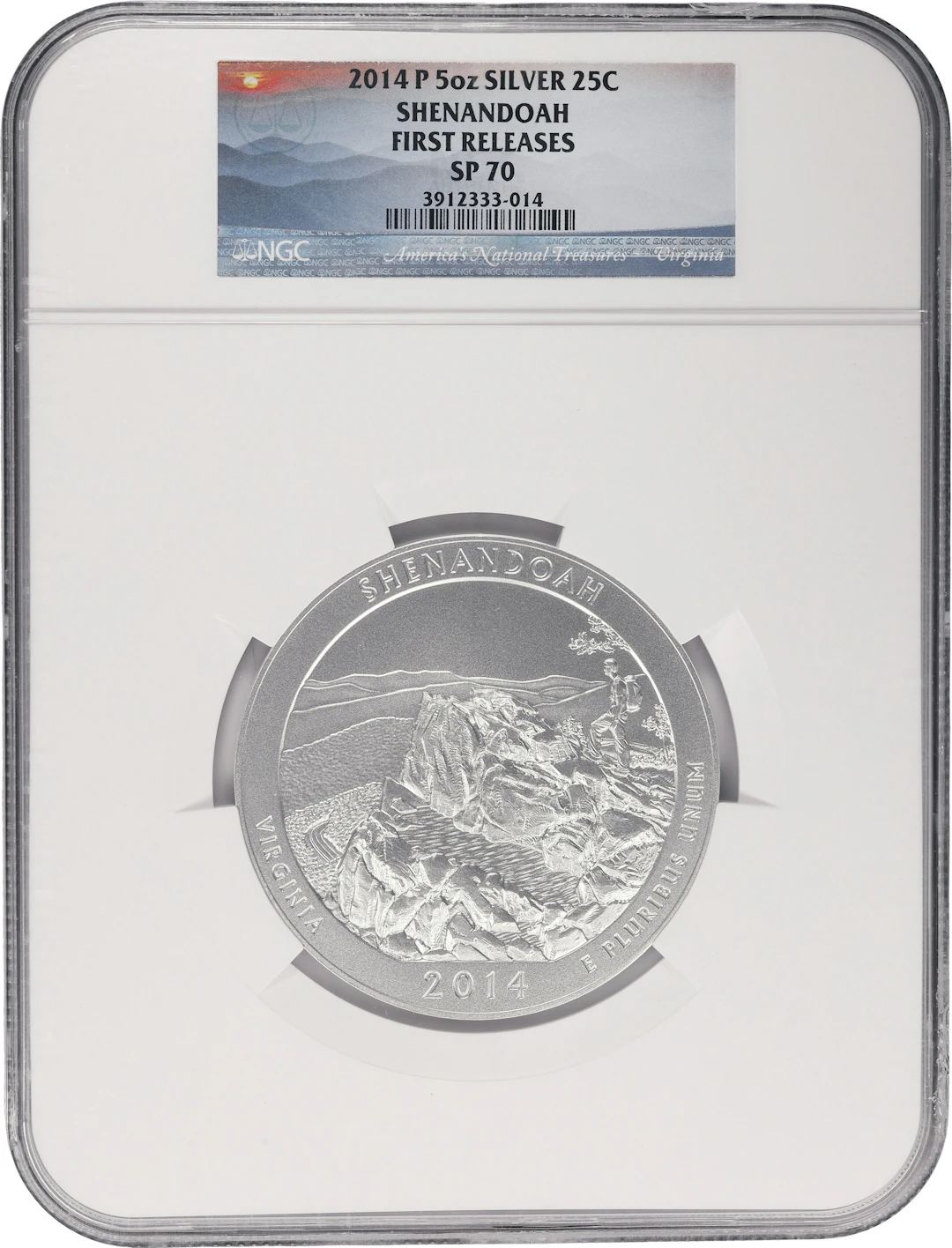 (5 oz, 155.52 g ASW). 2014-P Shenandoah America the Beautiful 5 oz