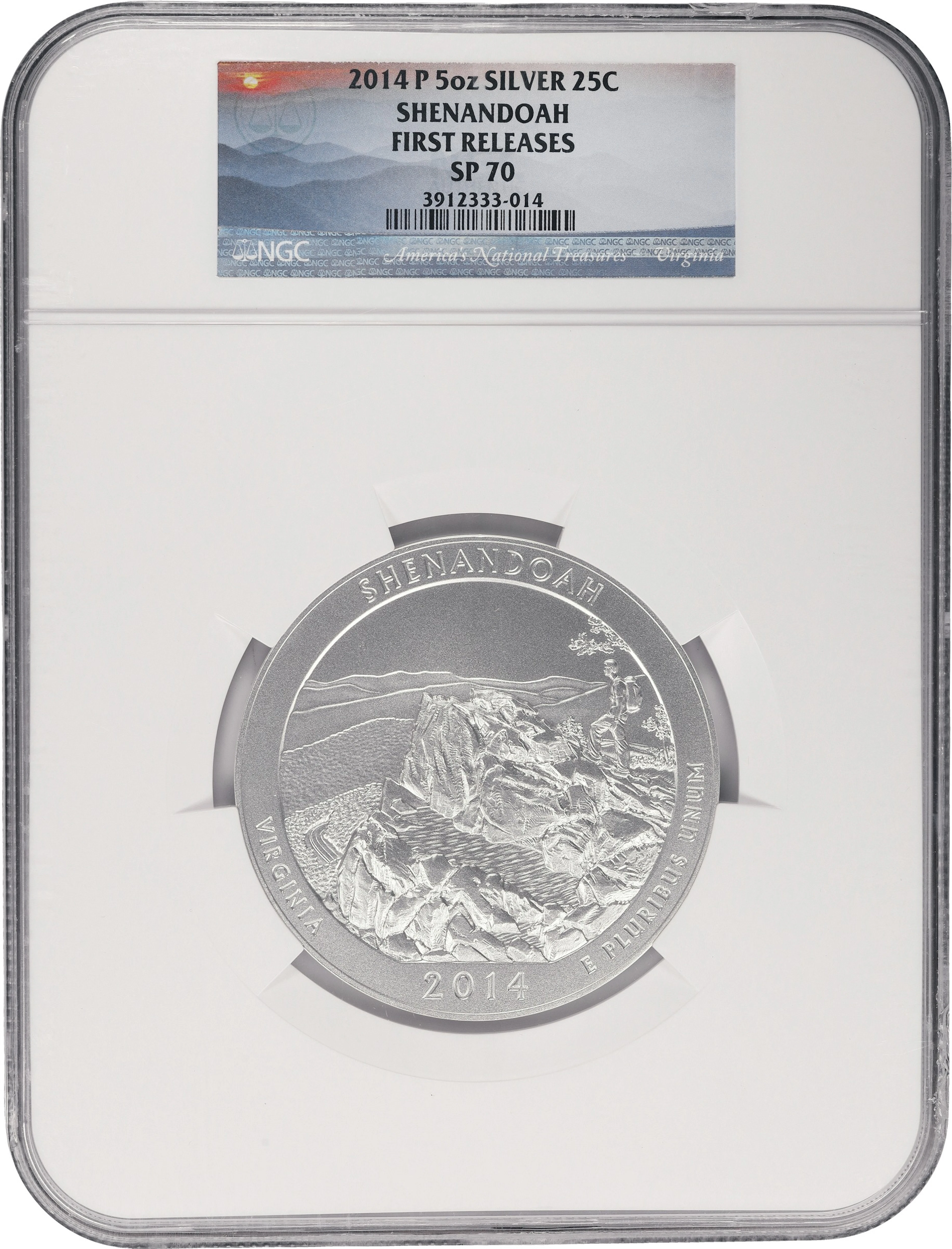 (5 oz, 155.52 g ASW). 2014-P Shenandoah America the Beautiful 5 oz