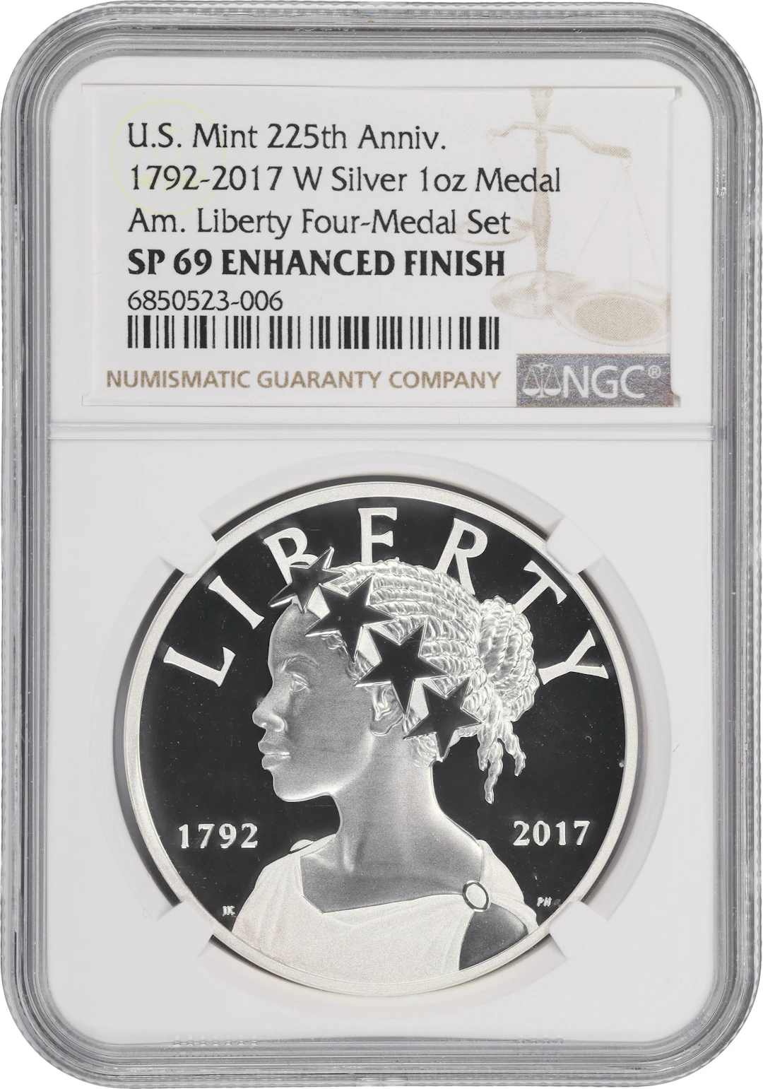 (1 oz, 31.104 g ASW). 2017-W American Liberty 225th Anniversary Silver