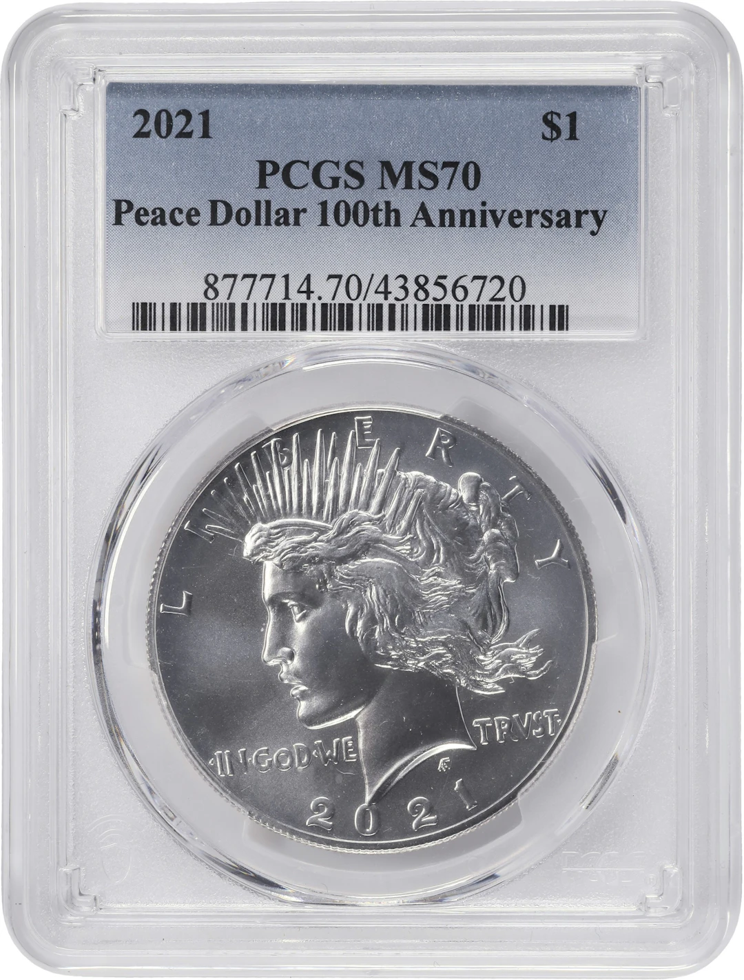 (0.859 oz, 26.718 g ASW). 2021 Peace Silver Dollar. MS-70 (PCGS).