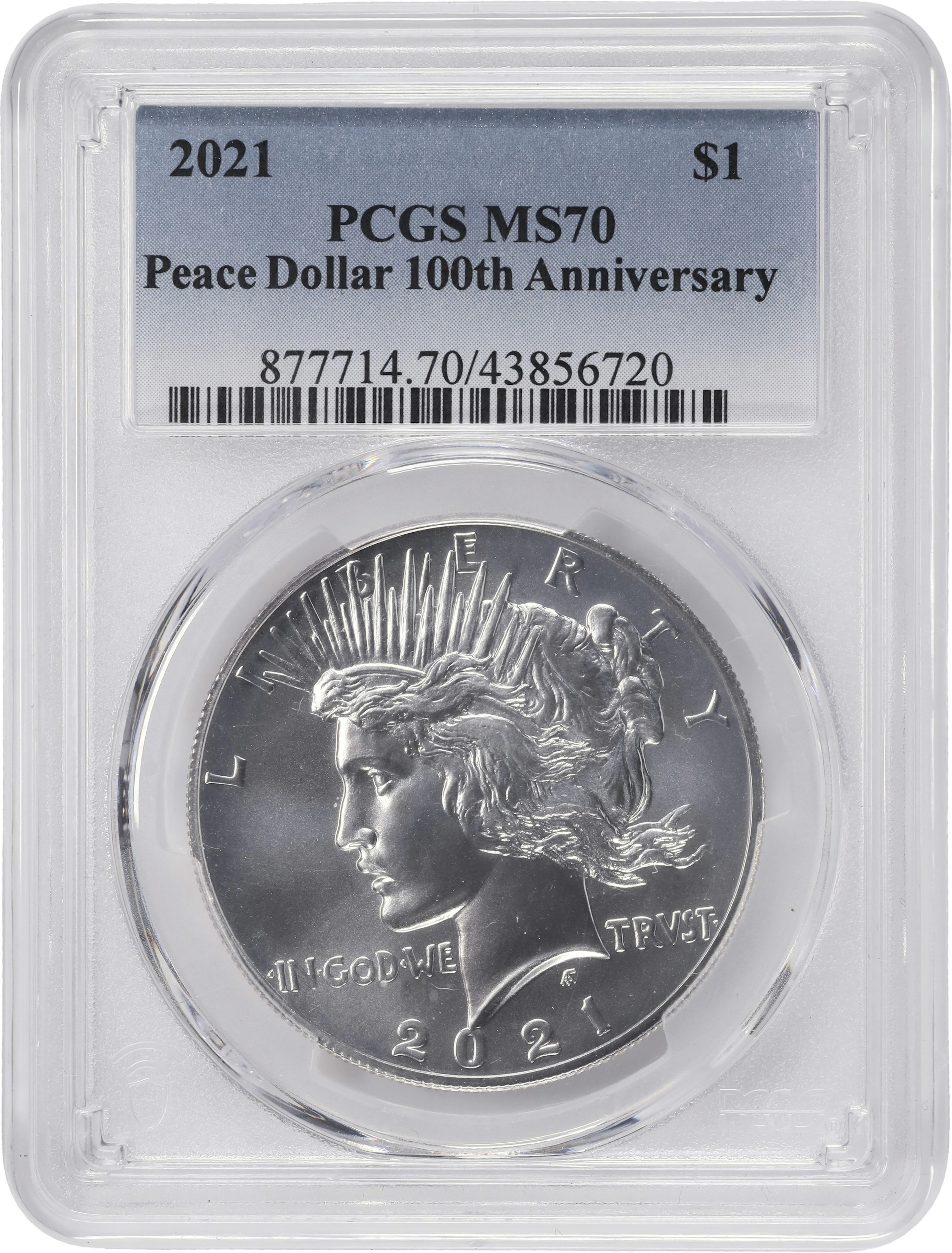 (0.859 oz, 26.718 g ASW). 2021 Peace Silver Dollar. MS-70 (PCGS).