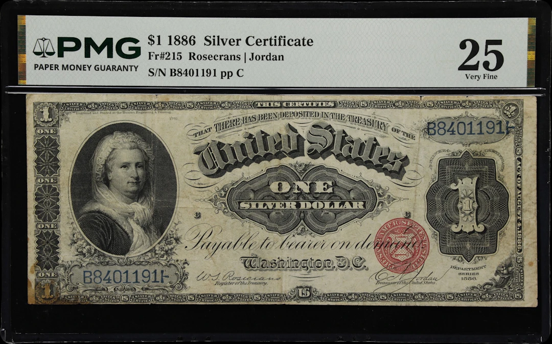 Fr. 215. 1886 $1 Silver Certificate. PMG Very Fine 25.