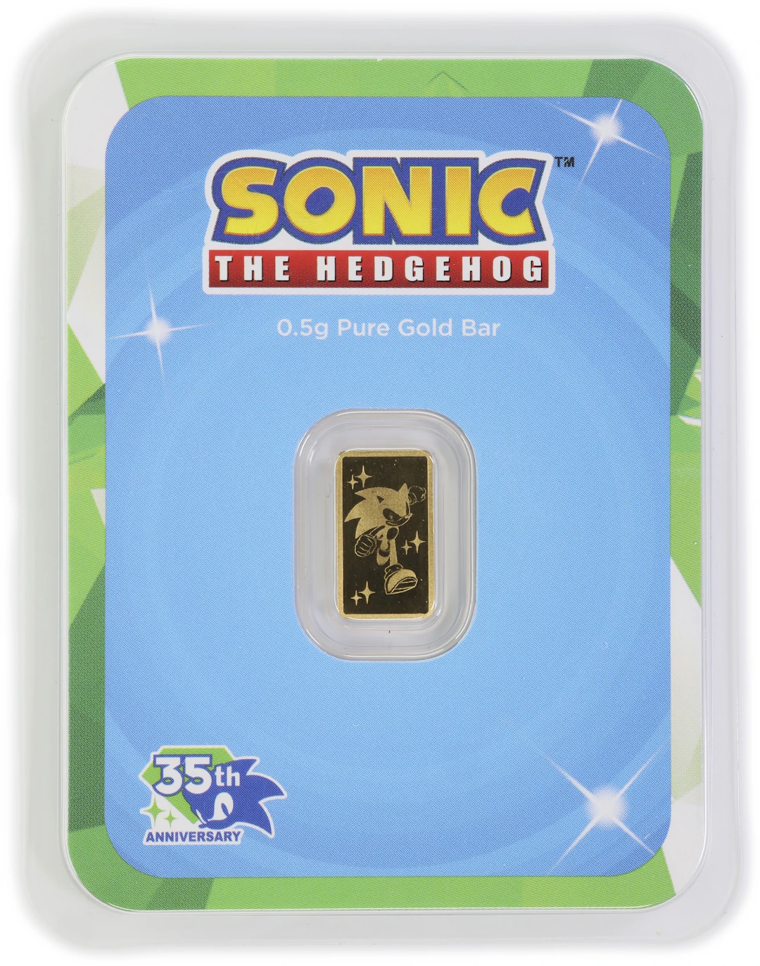 (0.016 oz, 0.5 g AGW). Sonic the Hedgehog 0.5 gram Gold Bar.