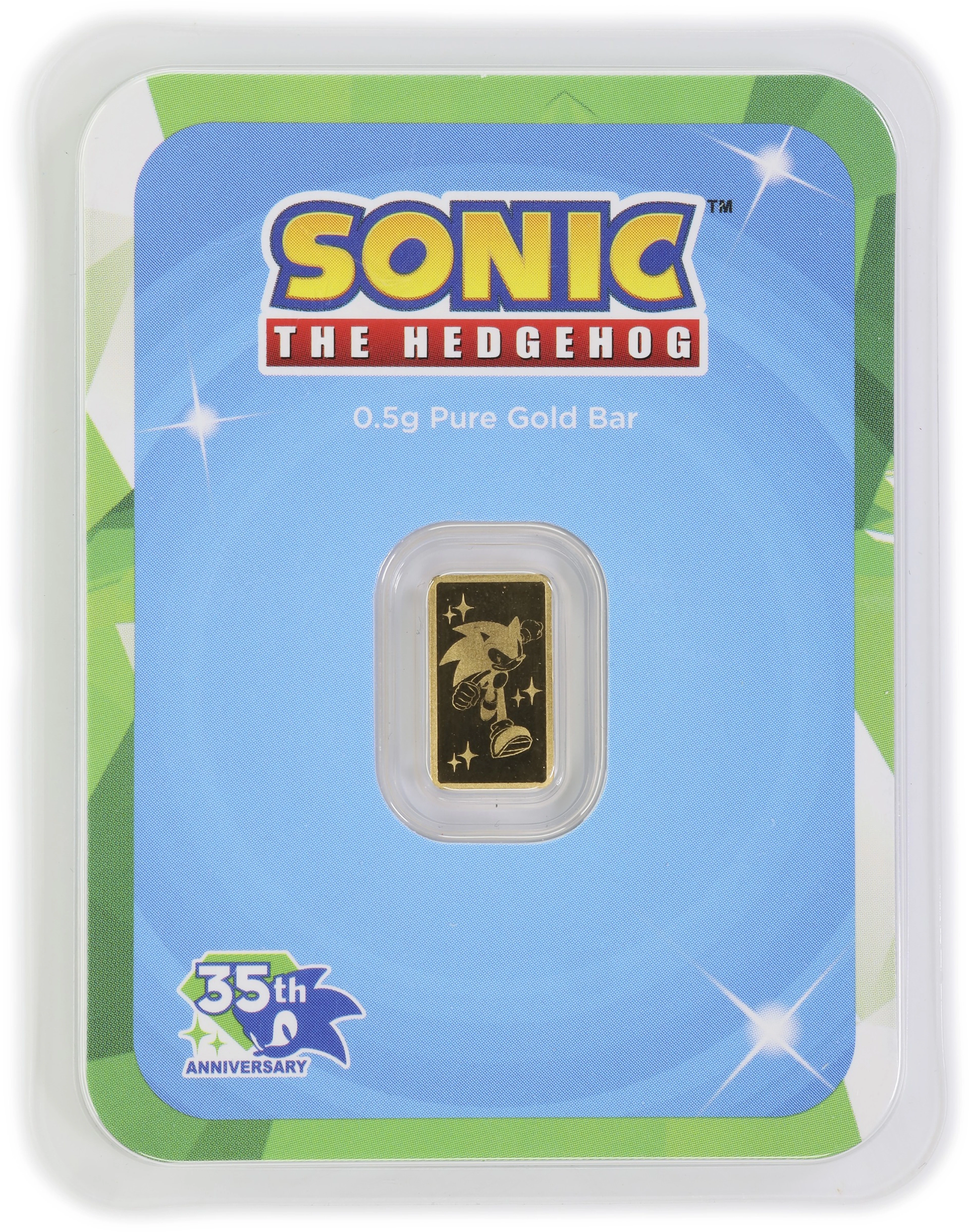 (0.016 oz, 0.5 g AGW). Sonic the Hedgehog 0.5 gram Gold Bar.
