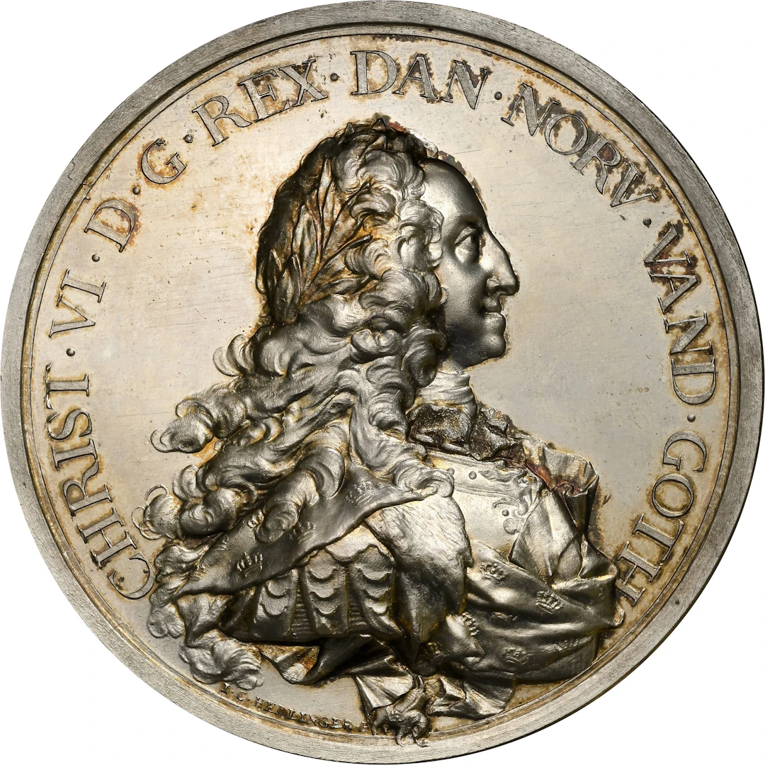 DENMARK. Copenhagen Naval Dockyard Restrike Silver Medal, 1736. Christian