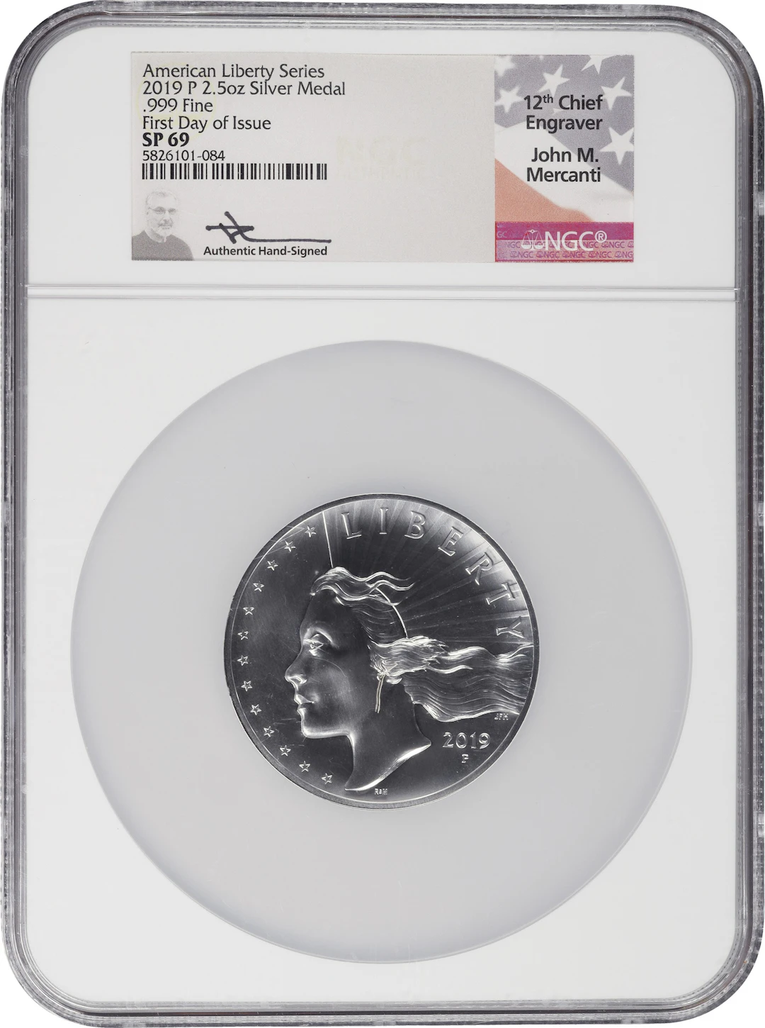 (2.5 oz, 77.76 g ASW). 2019-P American Liberty Series Silver Medal.