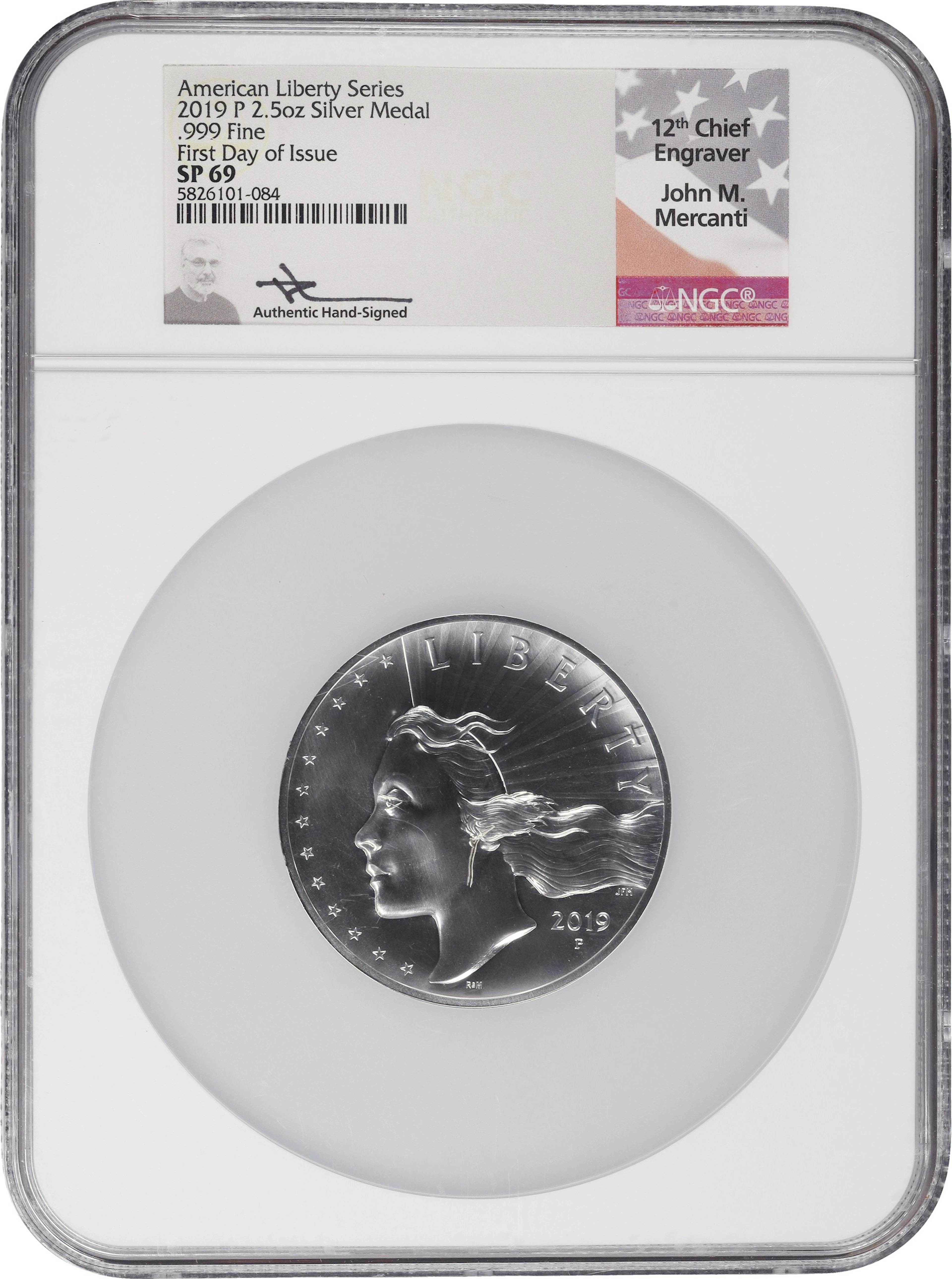 (2.5 oz, 77.76 g ASW). 2019-P American Liberty Series Silver Medal.