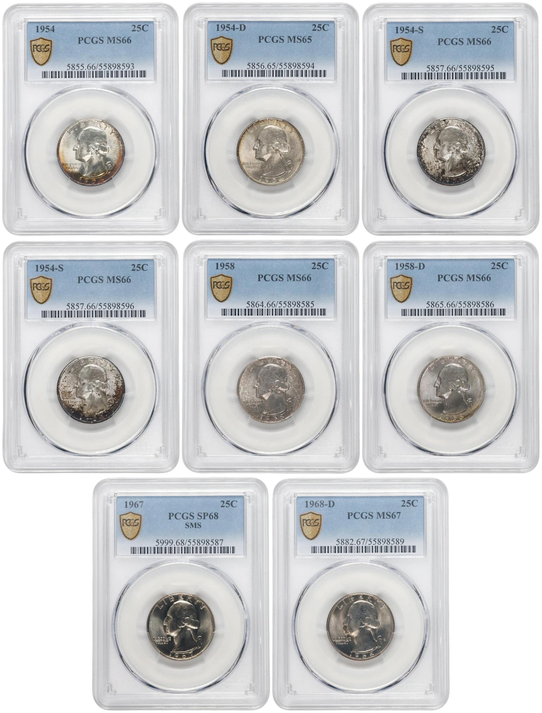 Lot of (8) Washington Quarters. (PCGS).