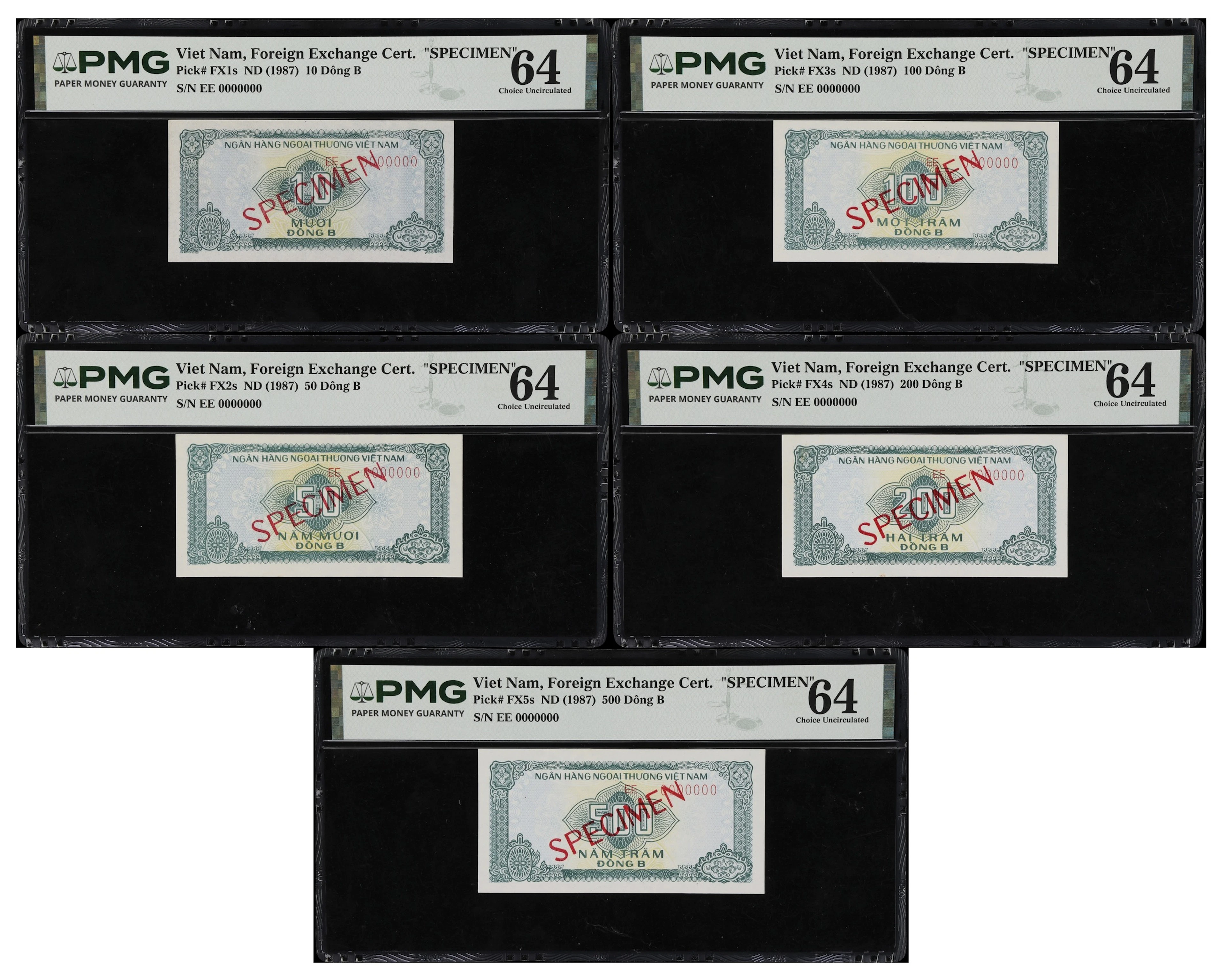 VIETNAM. Lot of (5). Bank for Foreign Trade of Vietnam. 10, 50, 100