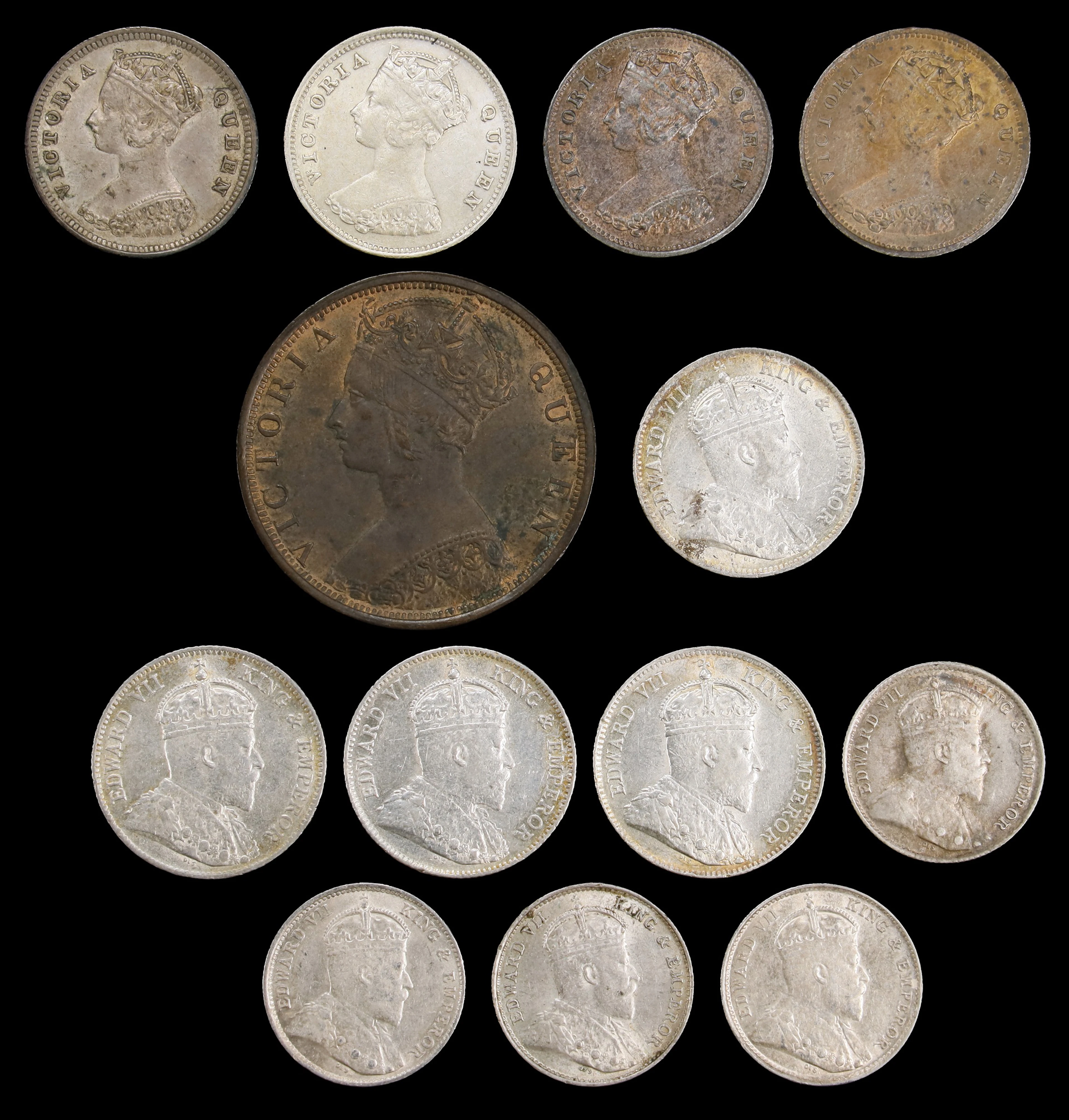 (t) HONG KONG (SAR). Group of Mostly Silver Denominations (12 Pieces)