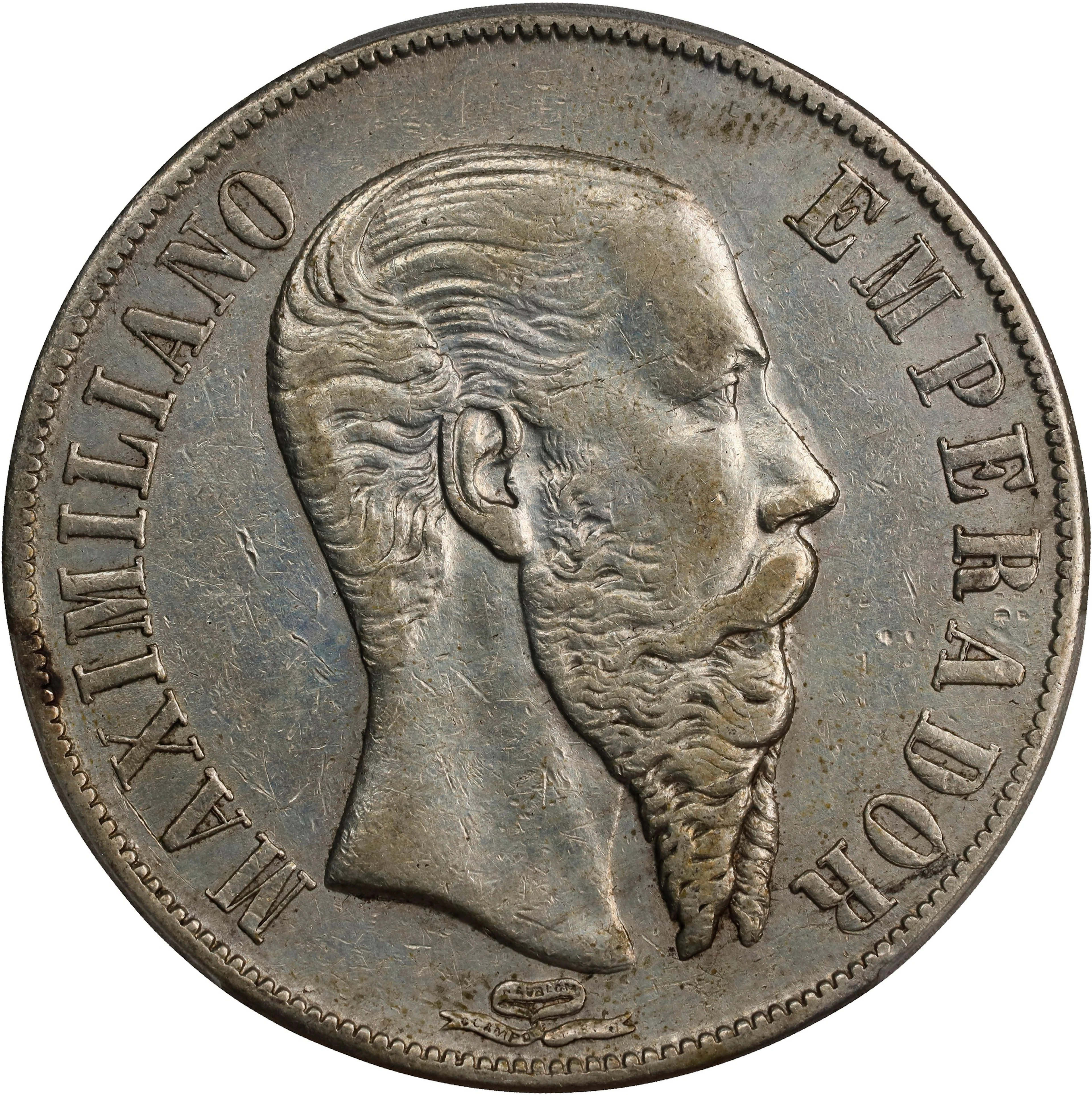 MEXICO. Peso, 1867-Mo. Mexico City Mint. Maximilian I. PCGS Genuine--Cleaned