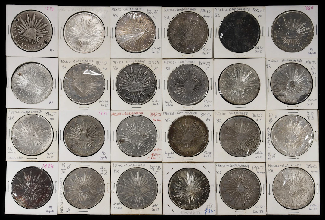 MEXICO. Group of 8 Reales (24 Pieces), 1848-95. Guadalajara Mint.