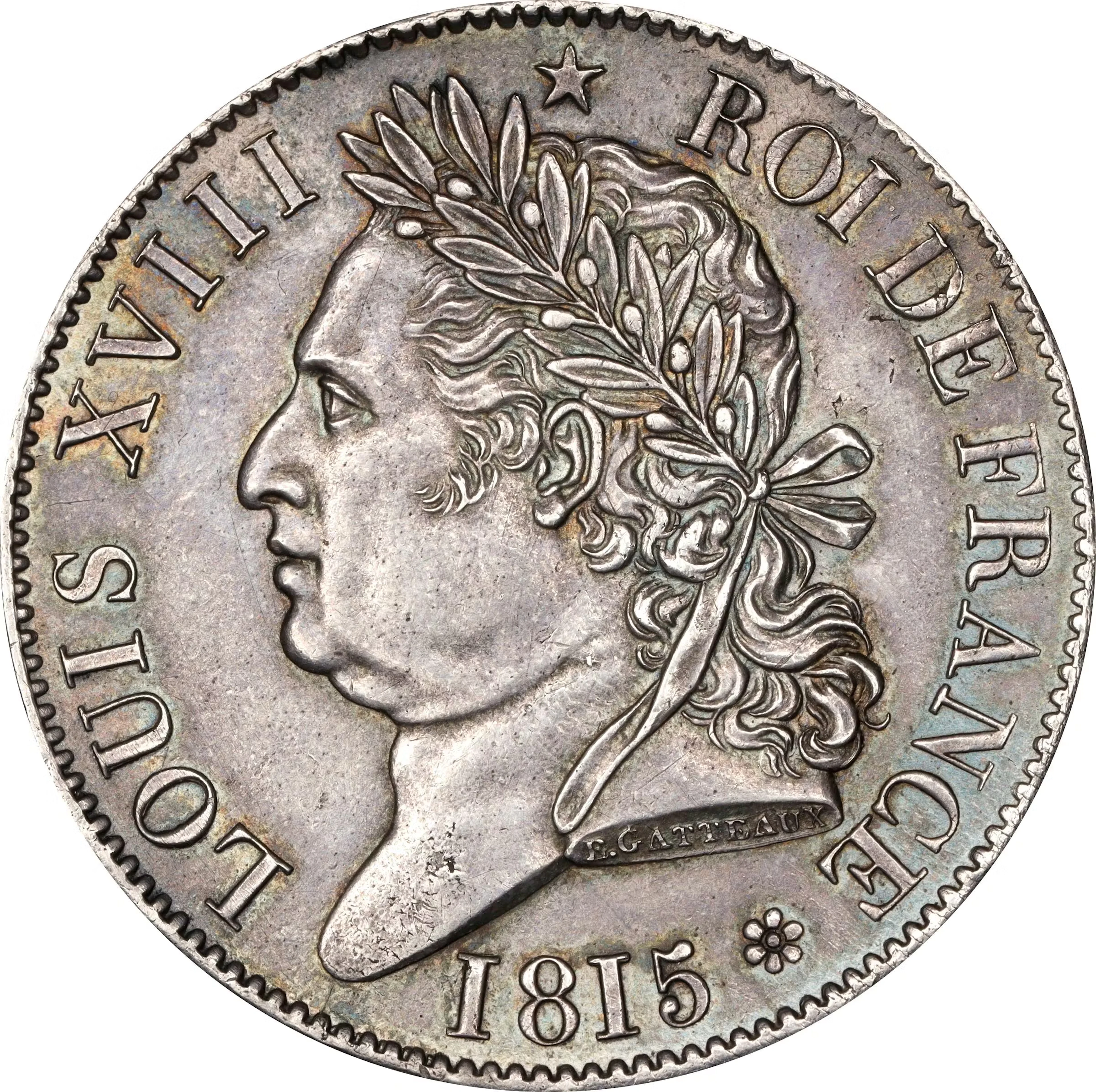 FRANCE. Kingdom (First Restoration). Silver 5 Francs Essai (Pattern)