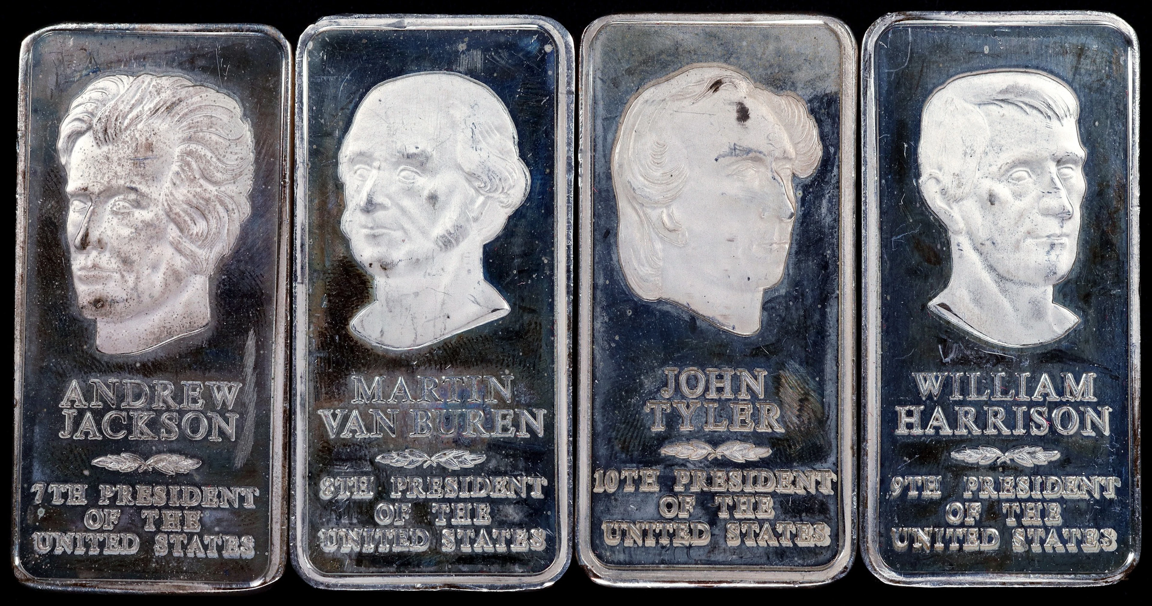 (19.271 oz, 599.4 g ASW). Lot of (4) Danbury Mint 2500 grain Presidential
