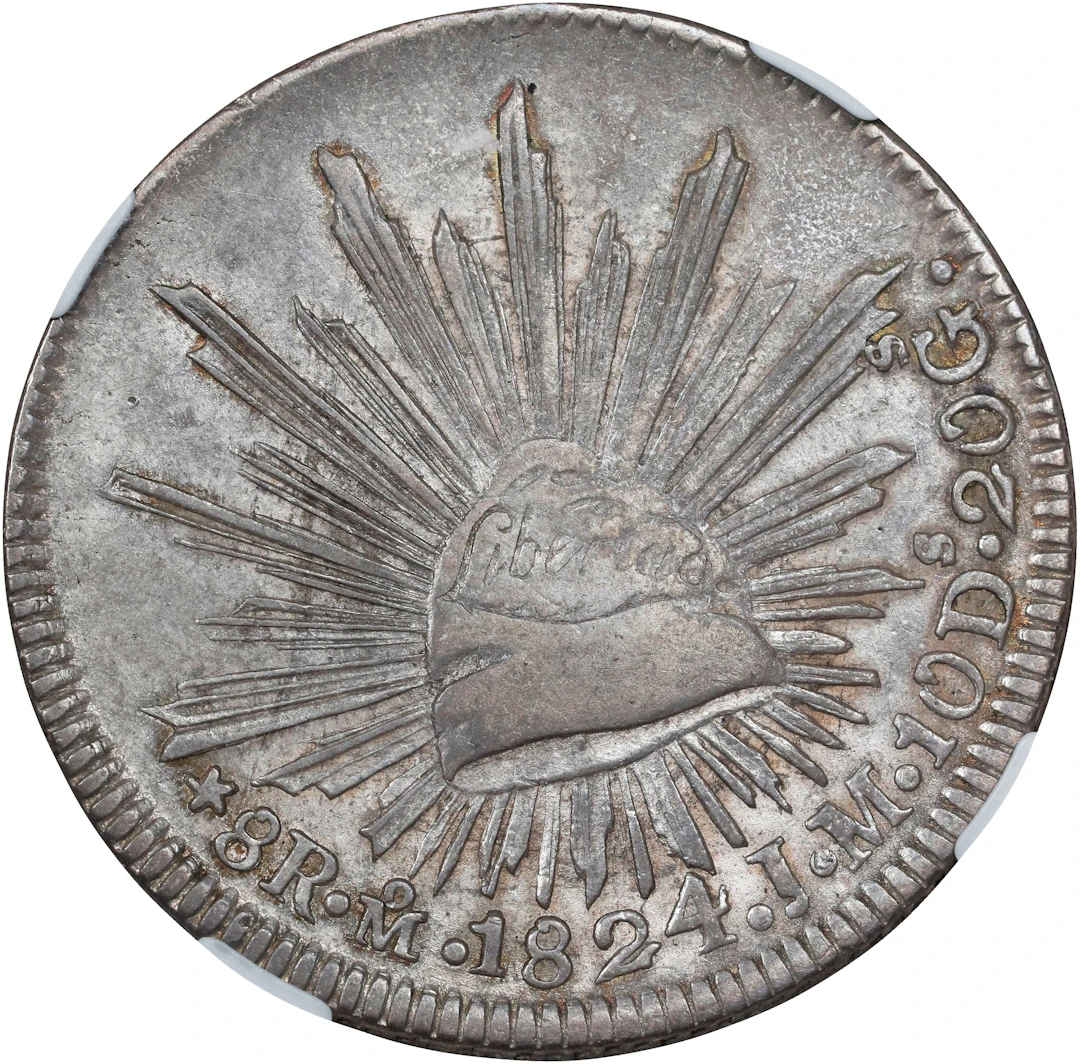 MEXICO. "Hookneck" 8 Reales, 1824-Mo JM. Mexico City Mint. NGC EF-45.