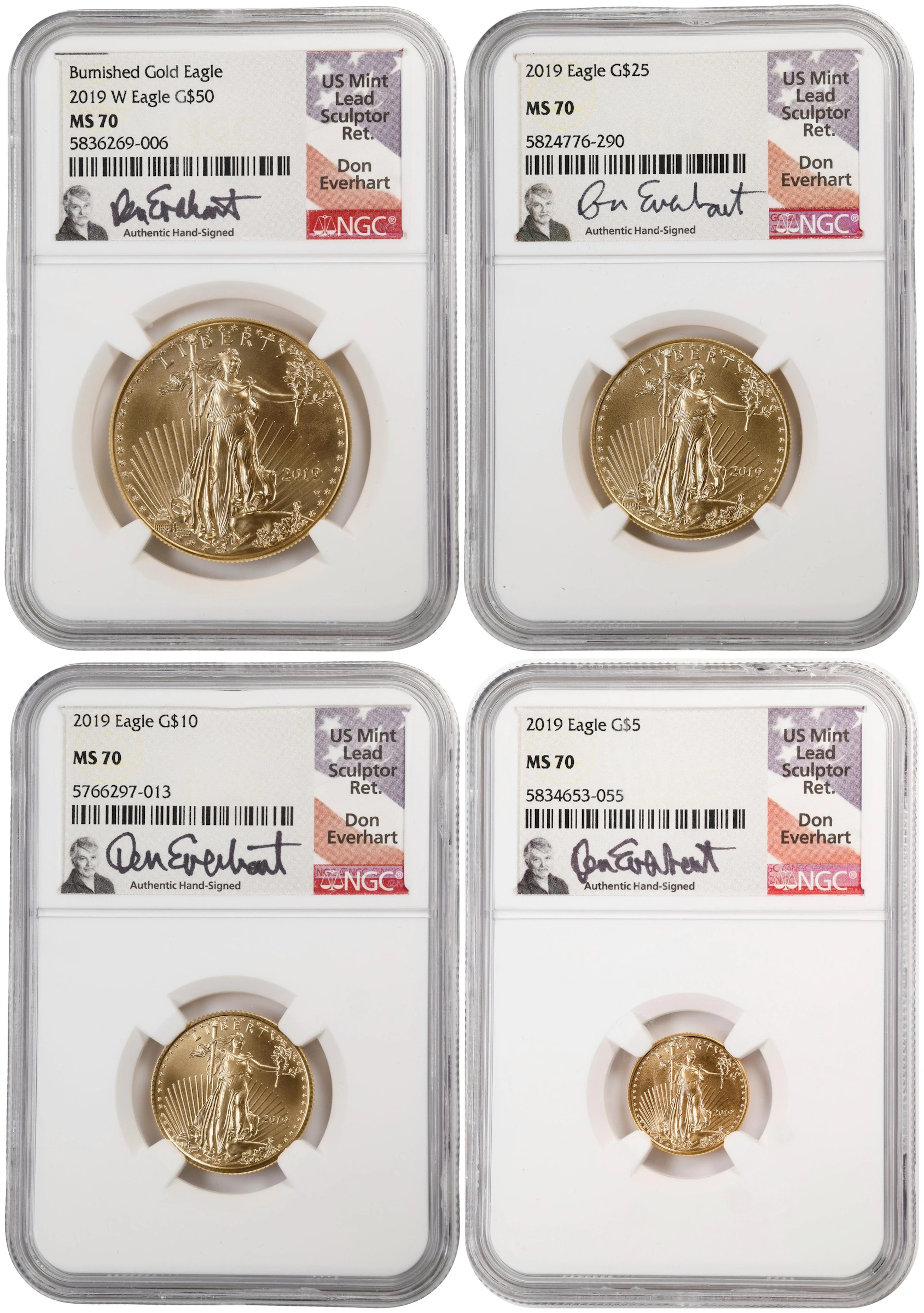 (1.85 oz, 57.542 g AGW). 2019 American Gold Eagle Four-Coin Set. MS-70 (NGC).