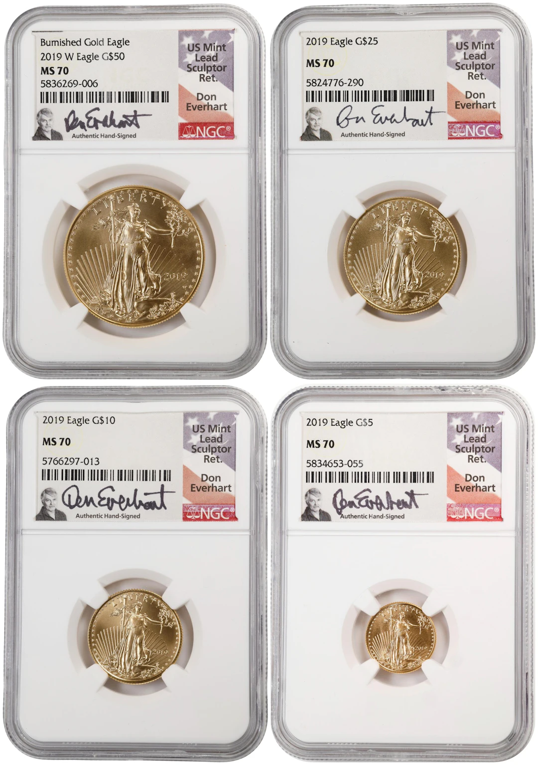 (1.85 oz, 57.542 g AGW). 2019 American Gold Eagle Four-Coin Set. MS-70 (NGC).