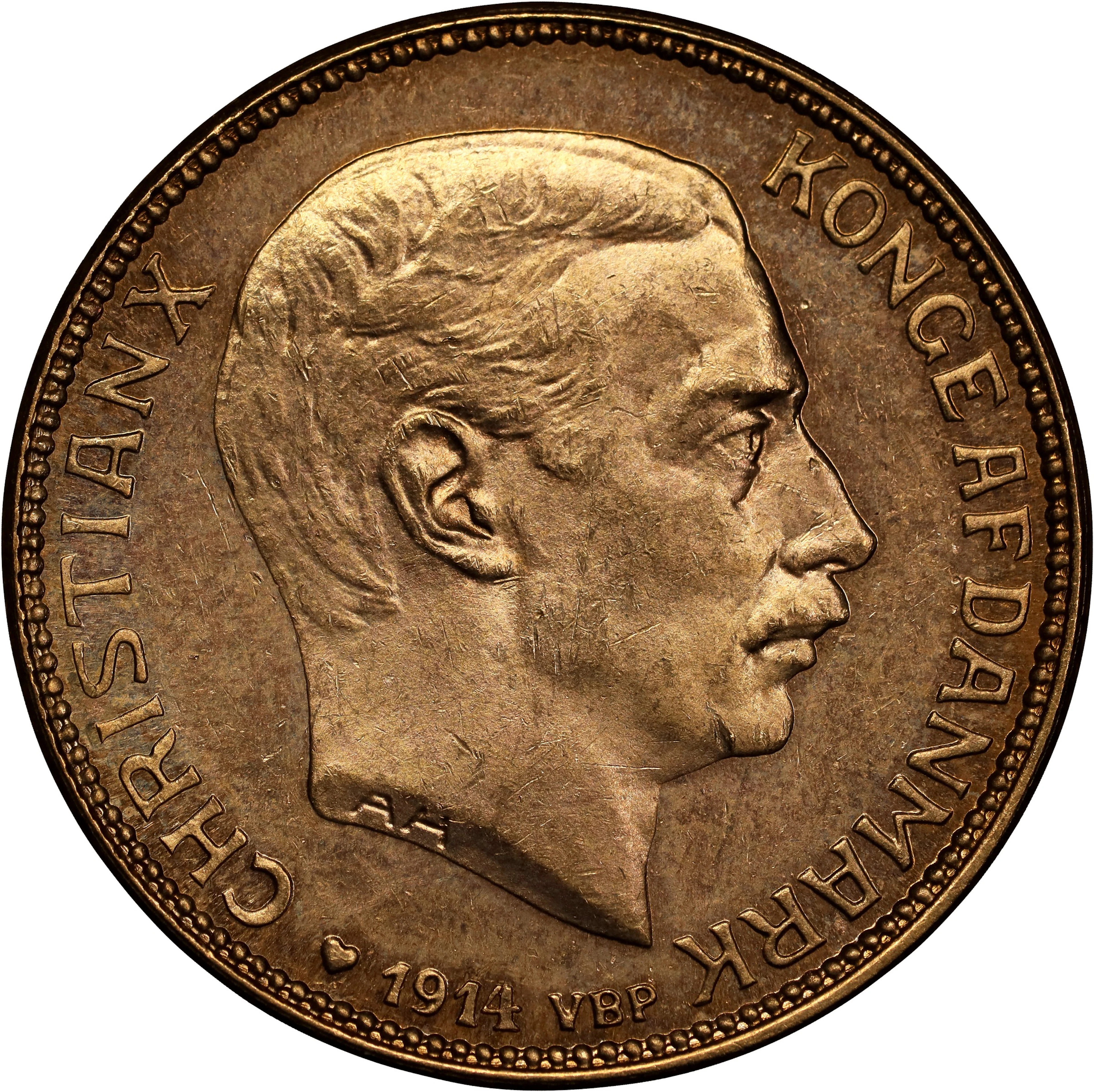 (0.259 oz, 8.056 g AGW). Denmark. 1914 Gold 20 Kroner.